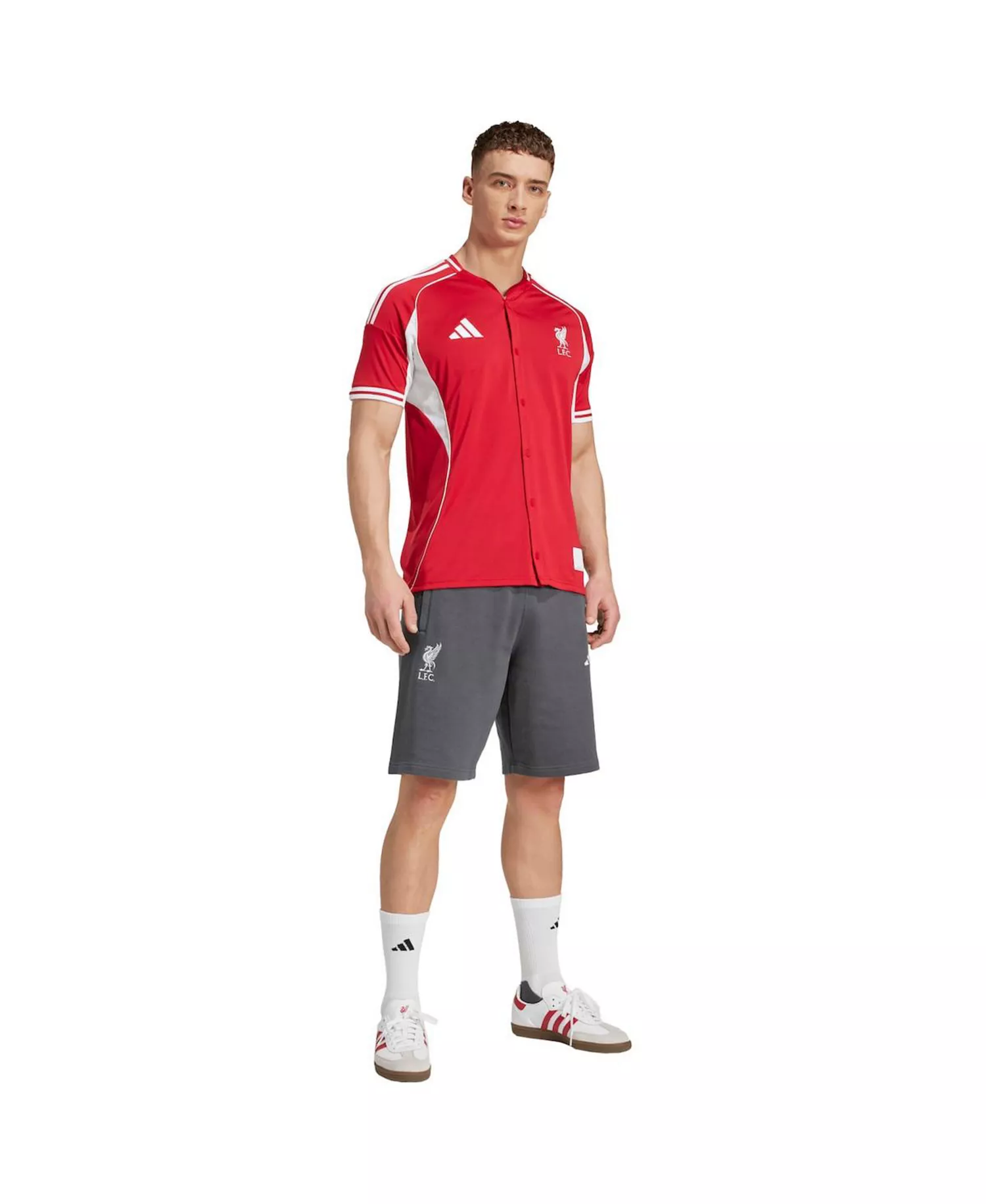 Men's Red Liverpool Full-Button Baseball Jersey - Red - L