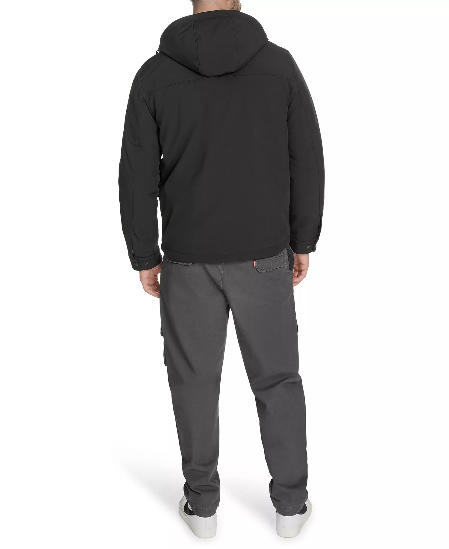 Men's Rib Stop Softshell with Hood Jacket  - Black - 2XL