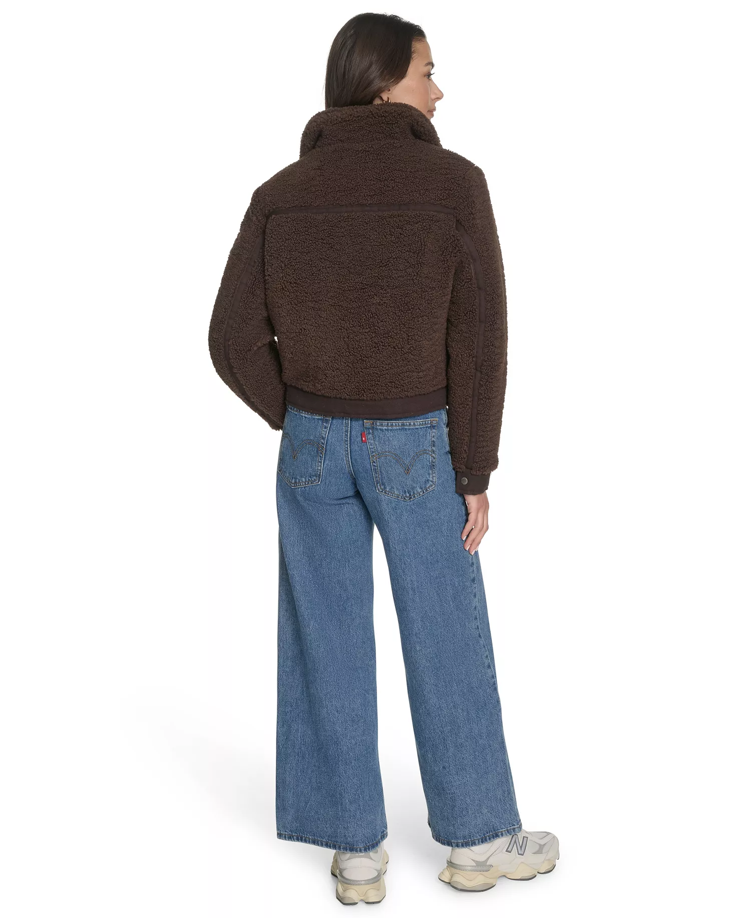 Women's Sherpa Zip-Front Jacket - Brown - L