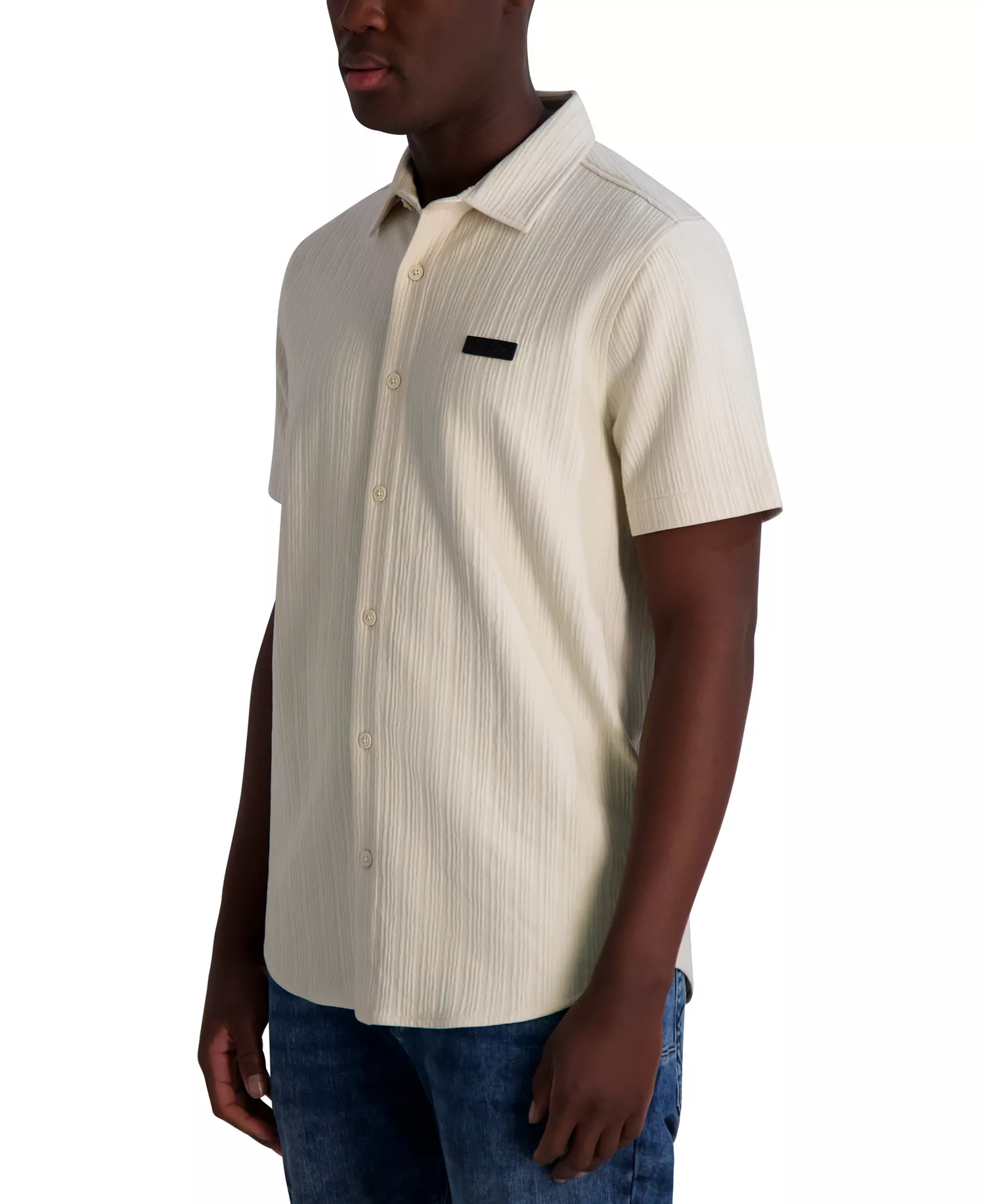 Men's Short Sleeve Button Front Shirt - Natural - S