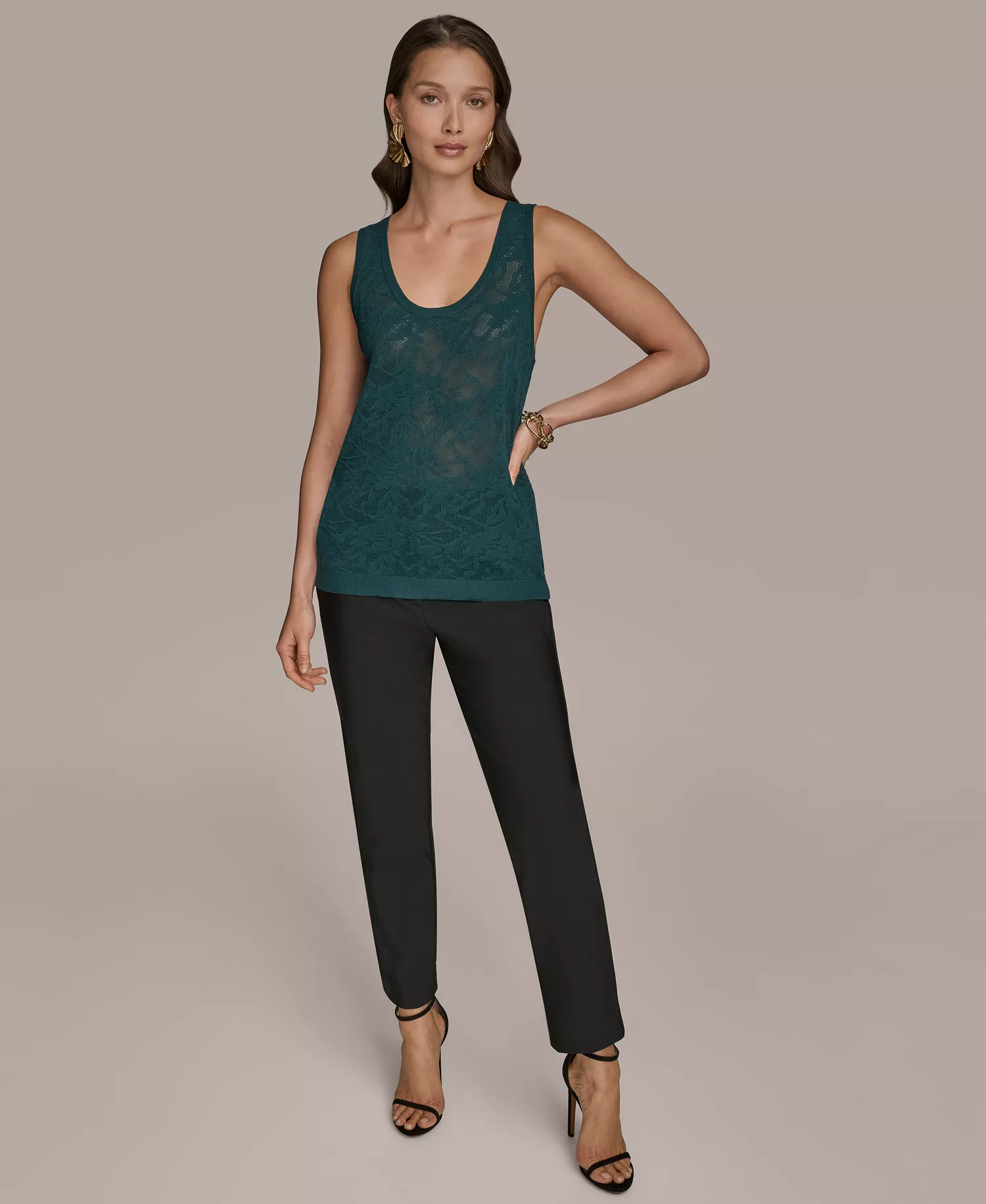 Women's Sleeveless Pointelle-Knit Tank Top - Hudson - M