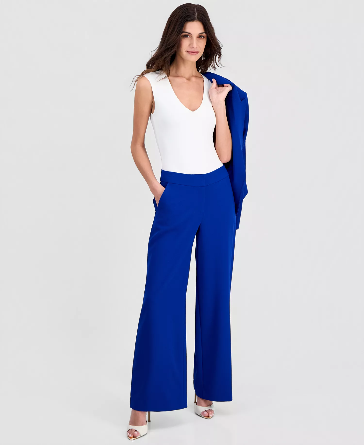 Petite Mid-Rise Wide-Leg Pants - Cobalt - 10P