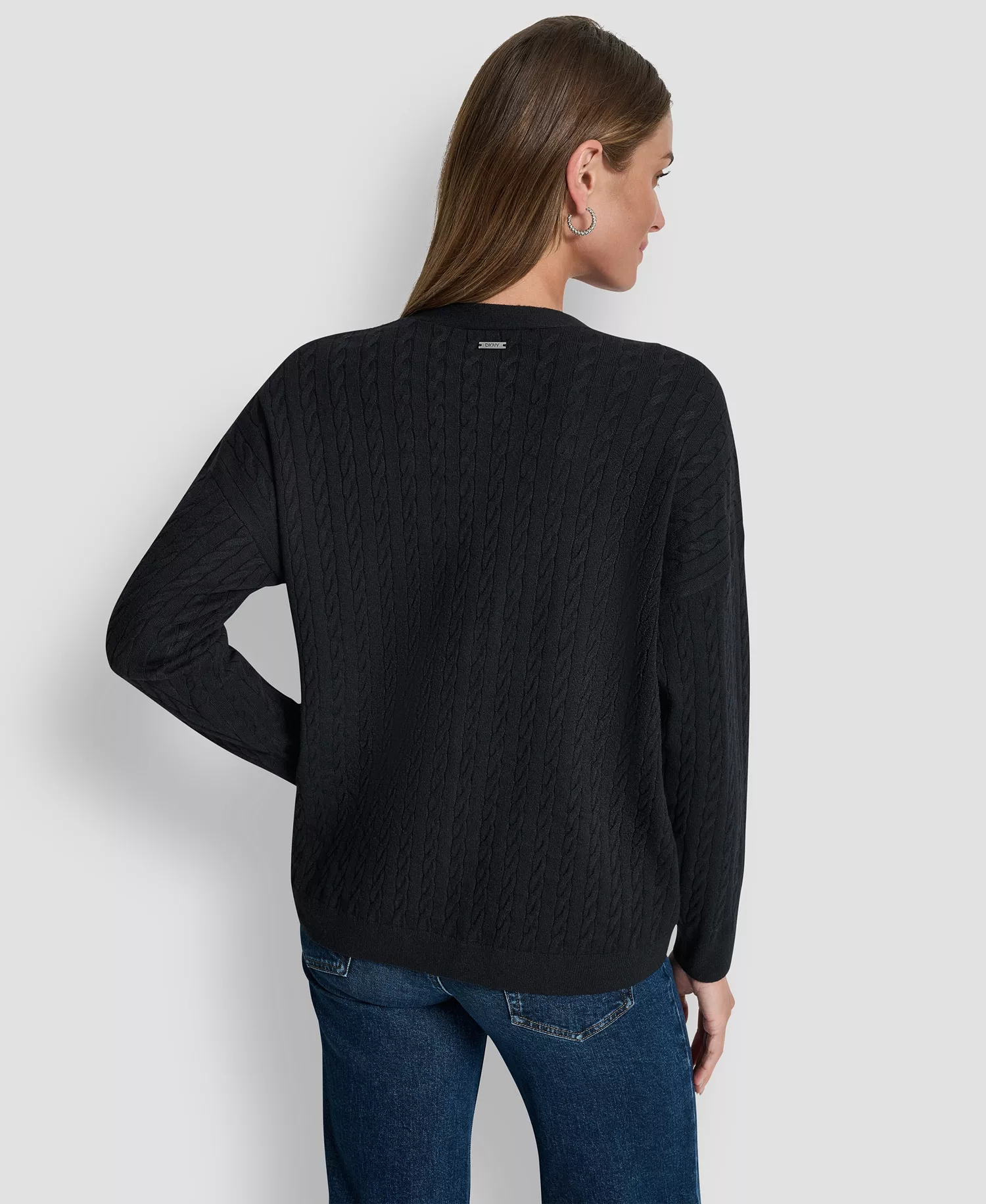 Women's V-Neck Boxy Cardigan Sweater - Black - XL
