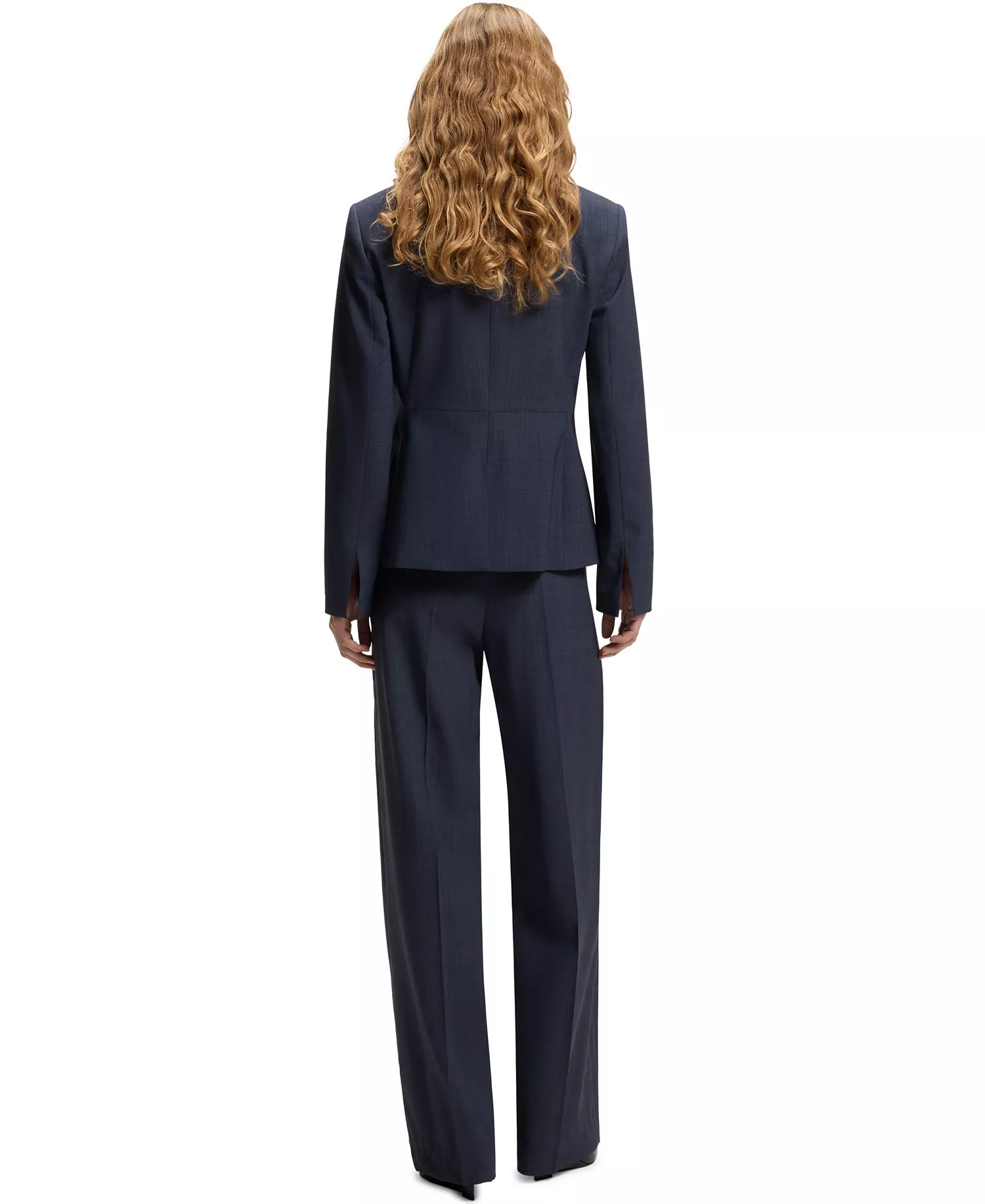BOSS by Women's Mélange Virgin Wool Slim-Fit Blazer - Dark Blue - 0