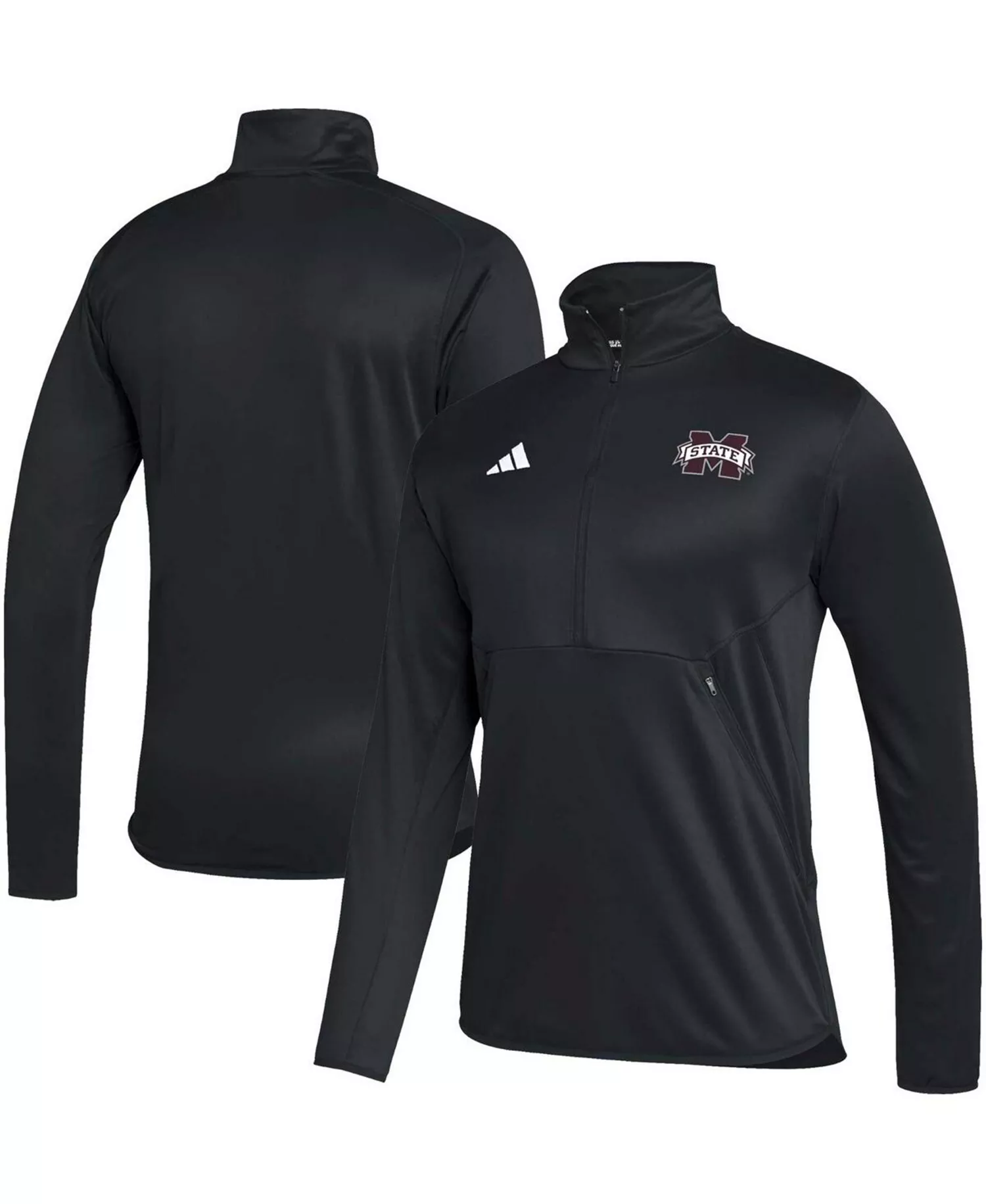 Men's Black Mississippi State Bulldogs 2023 Sideline AEROREADY Half-Zip Top - Black - S