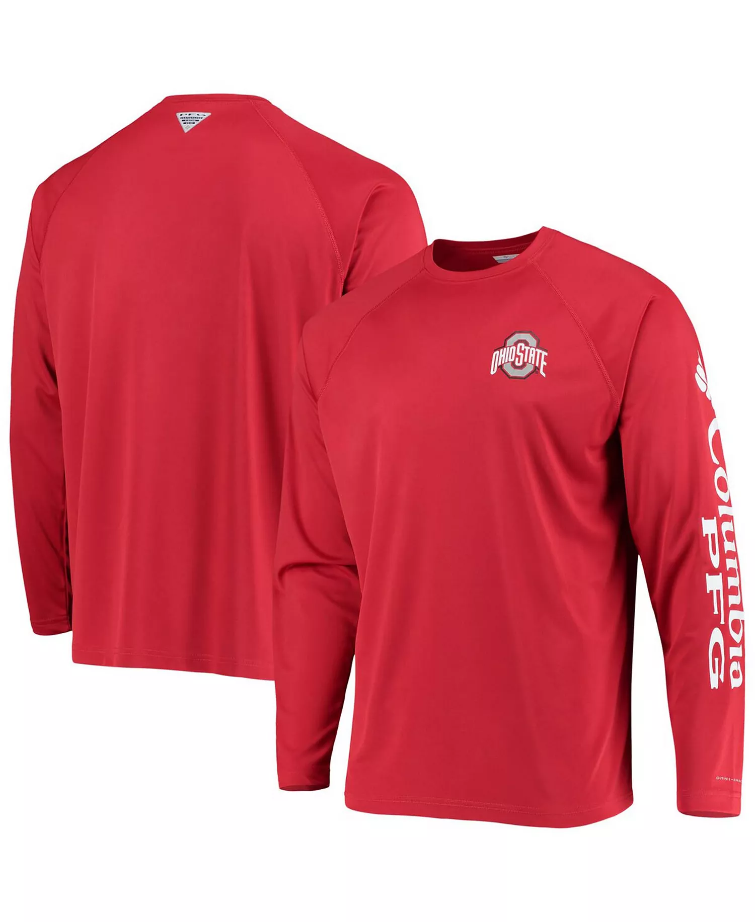 Men's PFG Ohio State Buckeyes Terminal Tackle Omni-Shade Long Sleeve T-Shirt - Scarlet - L