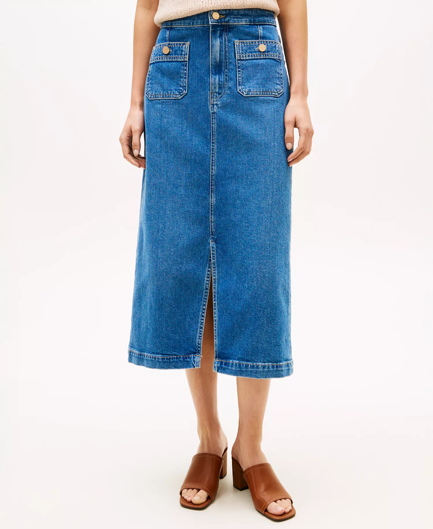 Women's Denim Midi Skirt - Blue - 10