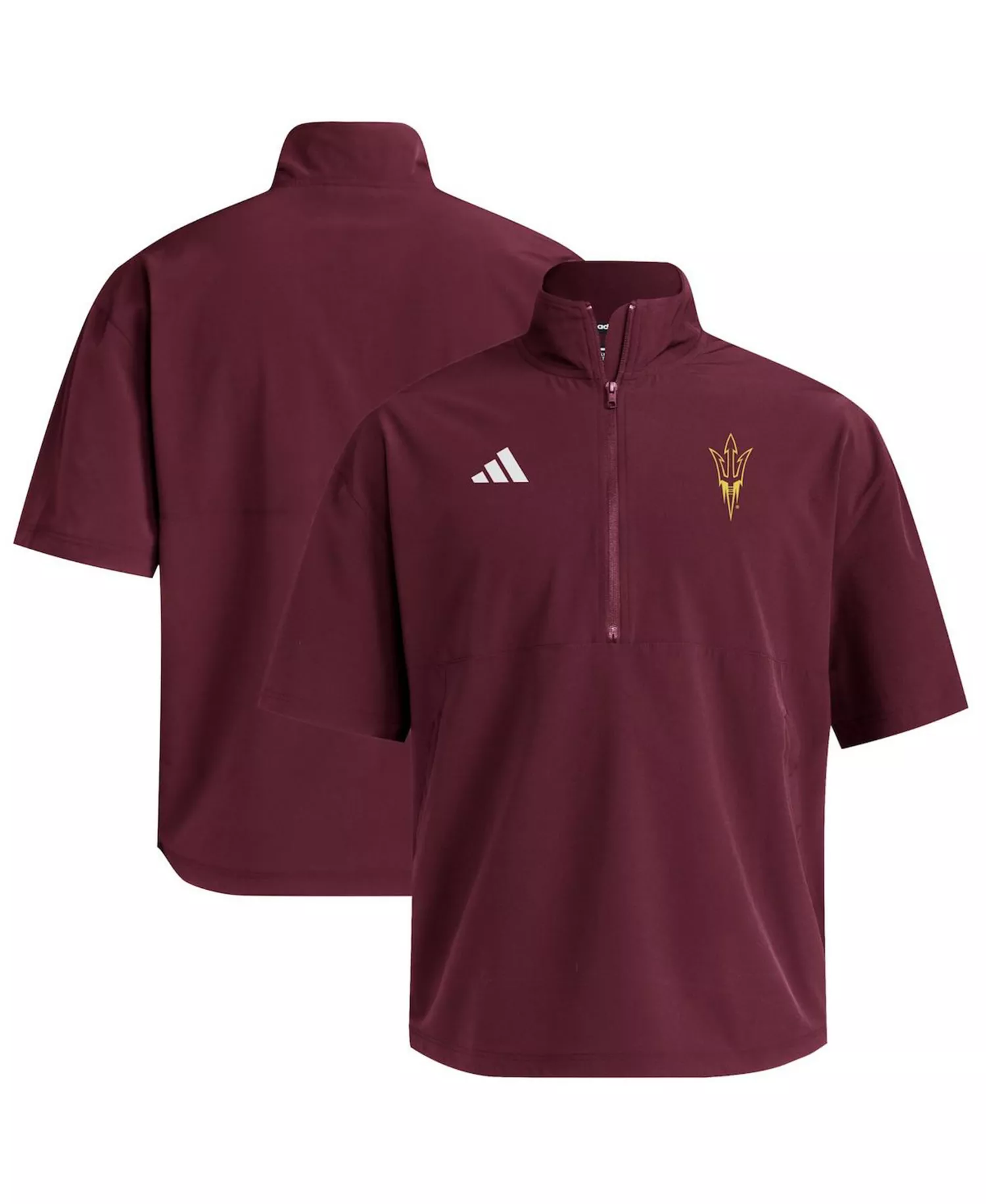 Men's Maroon Arizona State Sun Devils Woven Quarter-Zip Short Sleeve Pullover Hoodie - Maroon - L