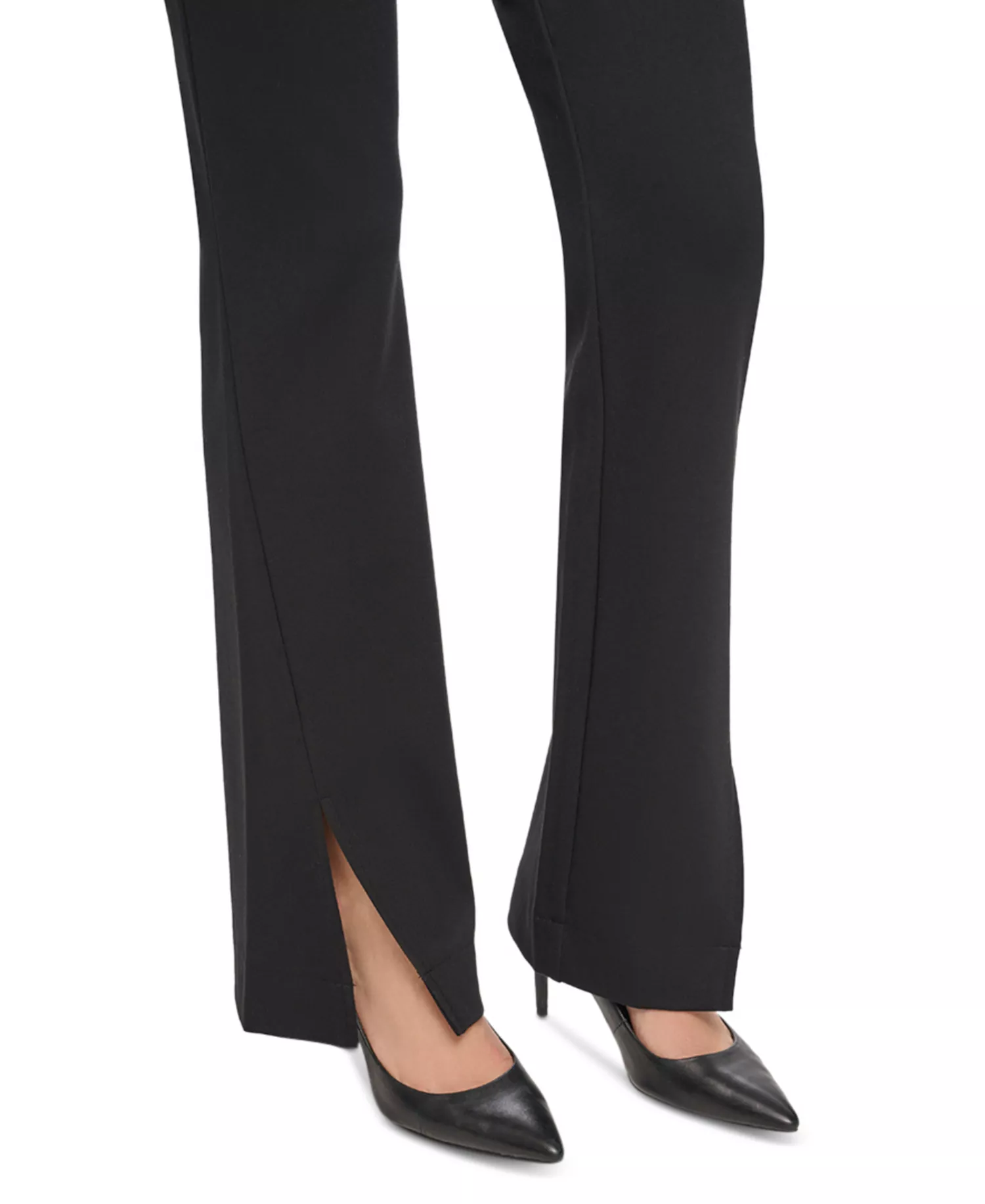 Women's Mid Rise Split-Cuff Flare Leg Pants - Black - M