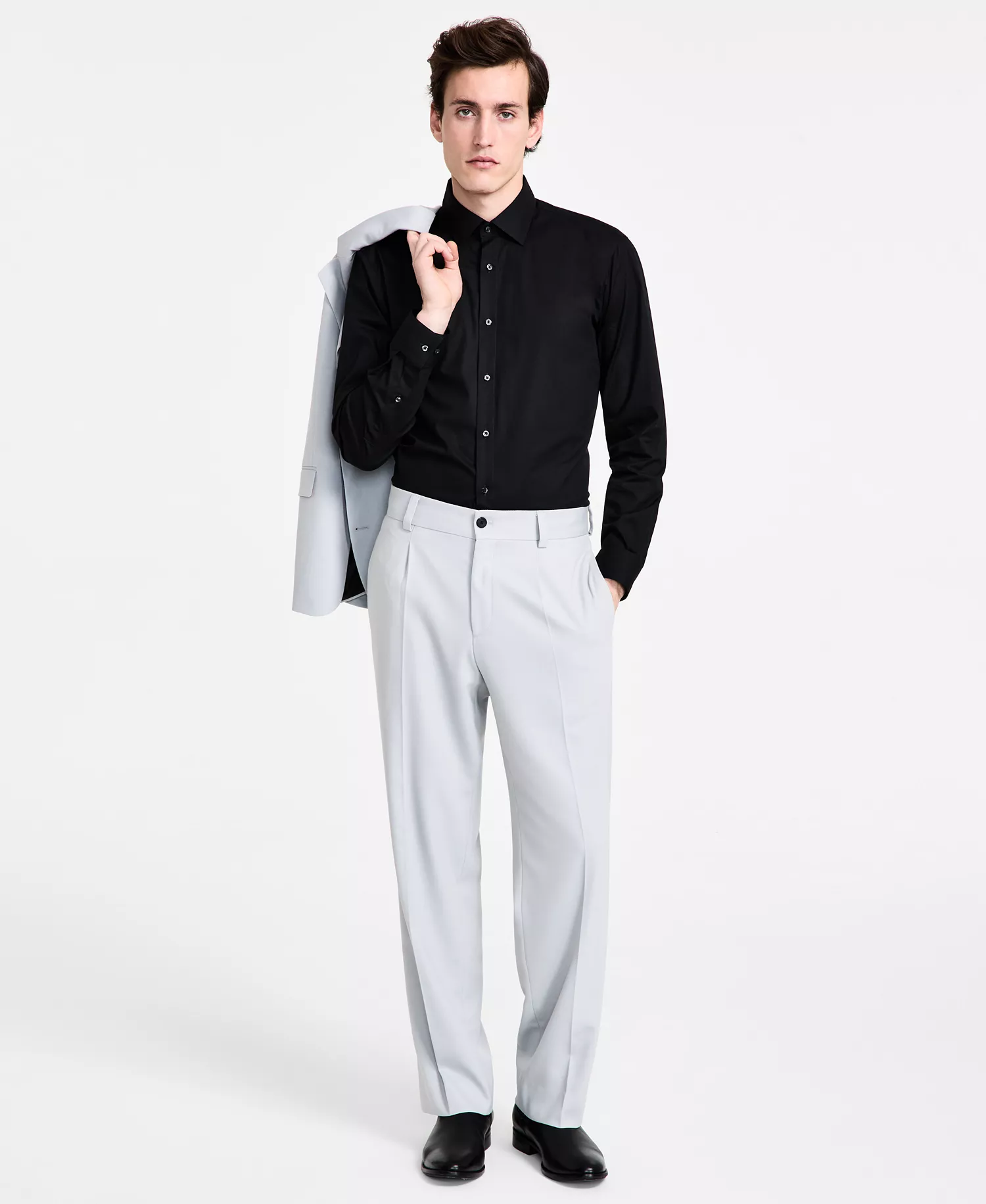 Men's Modern-Fit Suit Pants - Light Grey - 30R