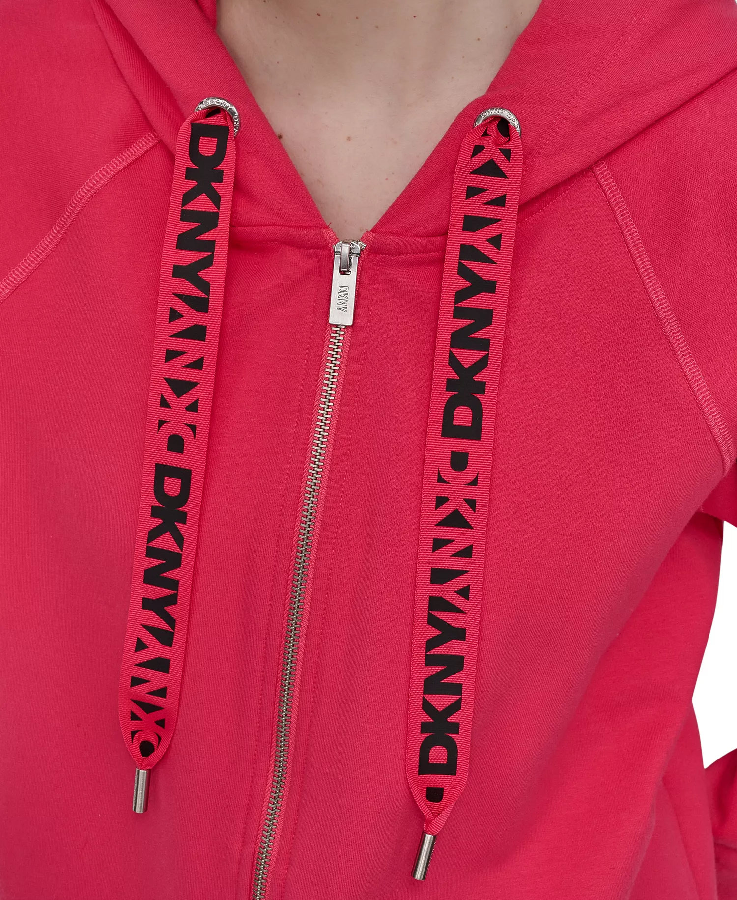Women's Two-Tone Zip-Front Long-Sleeve Hoodie - Azalea - L