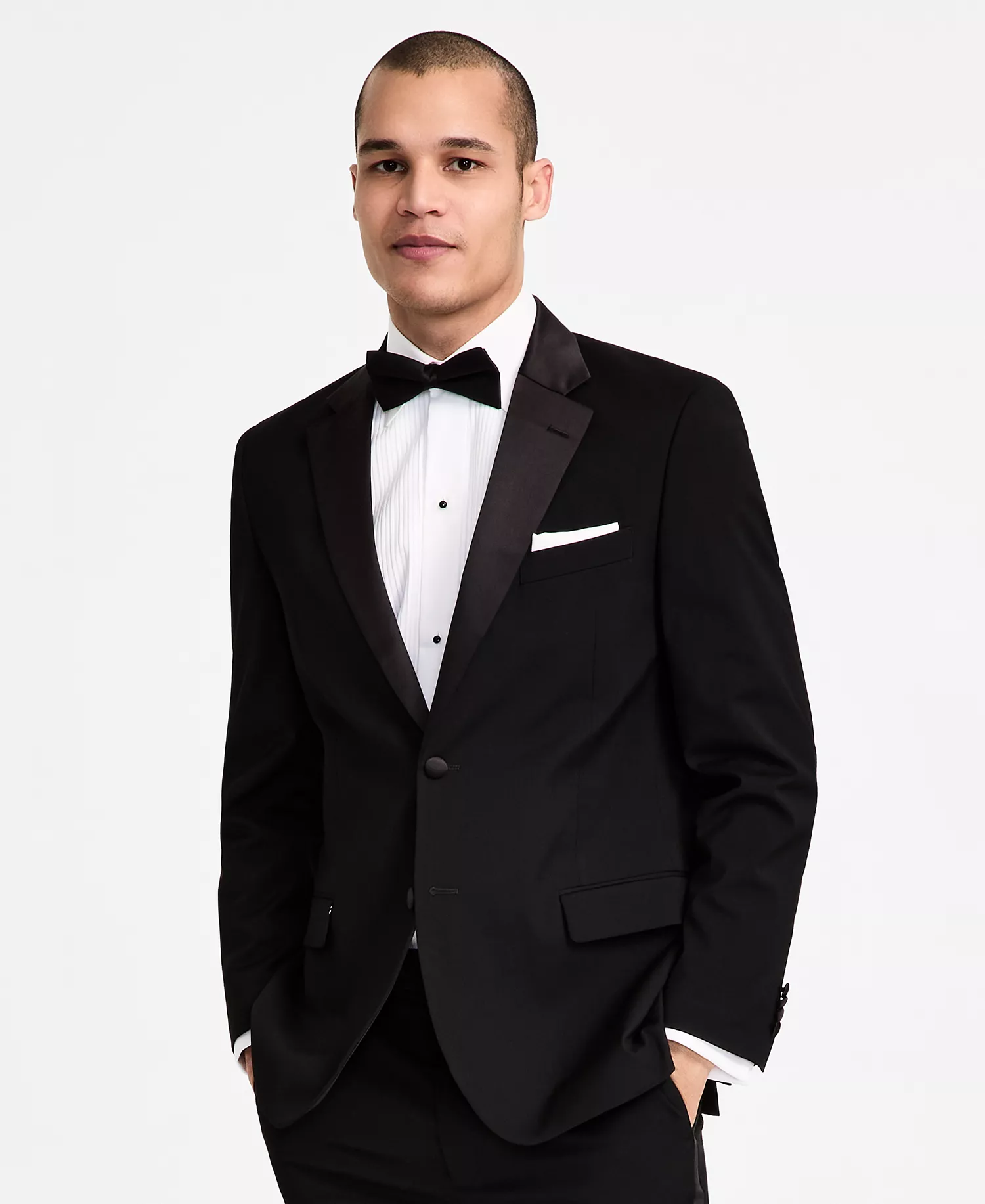 Men's Modern-Fit Stretch Tuxedo Suit  - Black - 36R