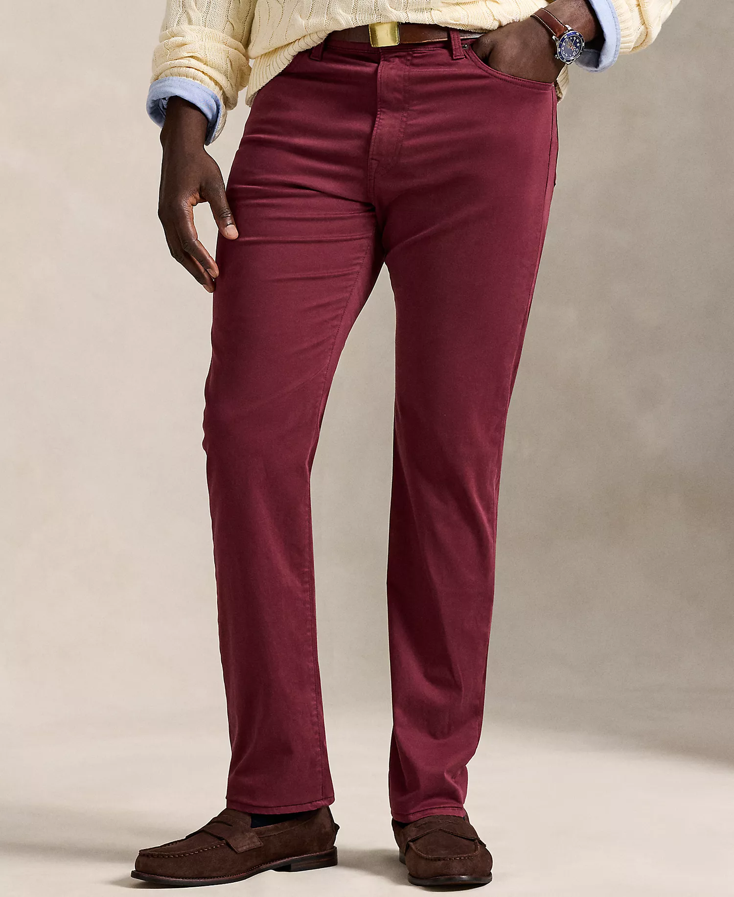 Men's Big & Tall Varick Slim Straight Stretch Sateen Pants - Red Wine - 36x36