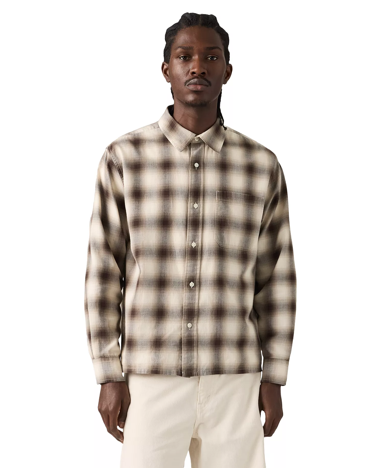Men's Duboce Boxy Regular-Fit Overshirt - Beige/Khaki - 2XL