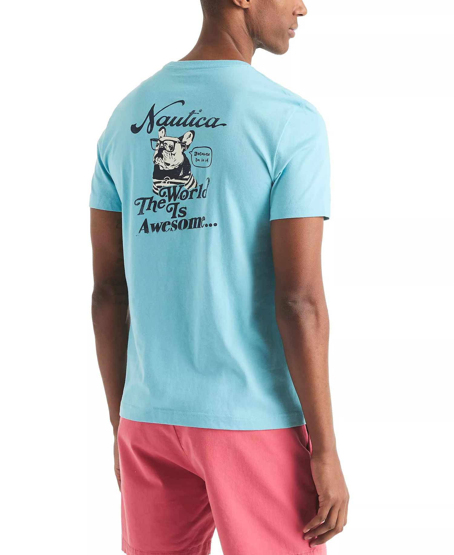 Men's Awesome World Logo Graphic T-Shirt - Milky Blue - 2XL