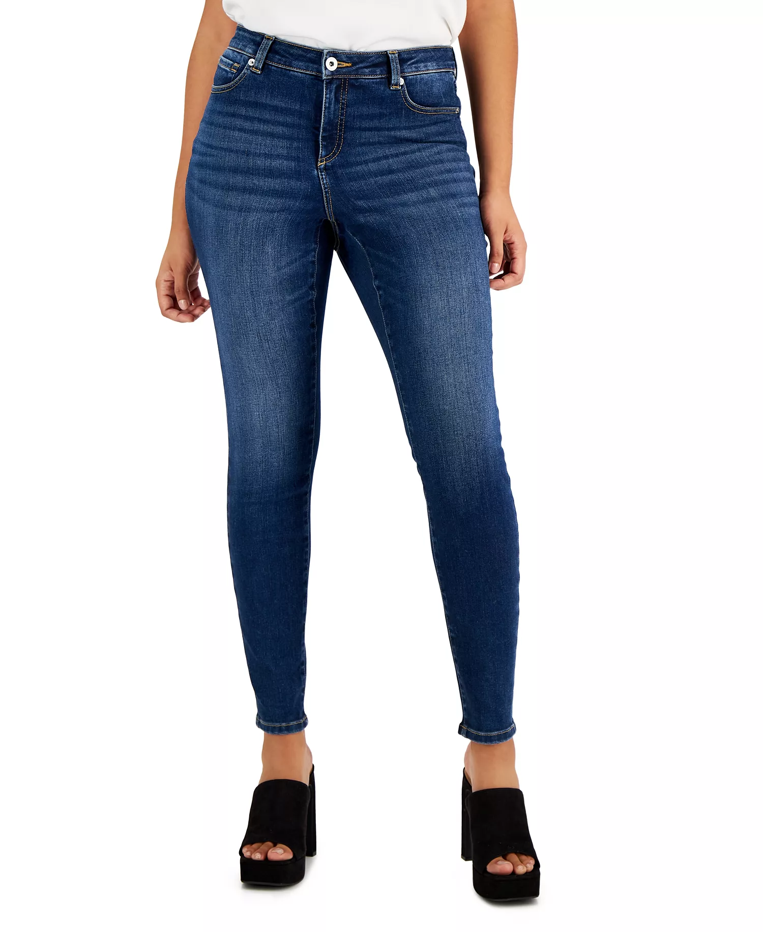 Women's Curvy Mid Rise Skinny Jeans, Created for Macy's - Dark Indigo - 0