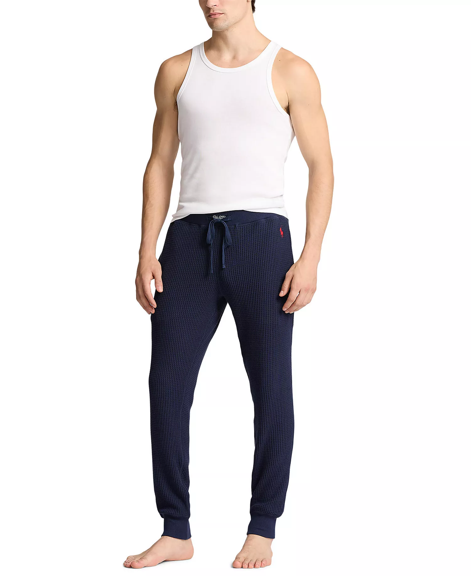 Men's Premium Thermal Jogger Pajama Pants - Cruise Navy/RL2000 Red Polo Player - L