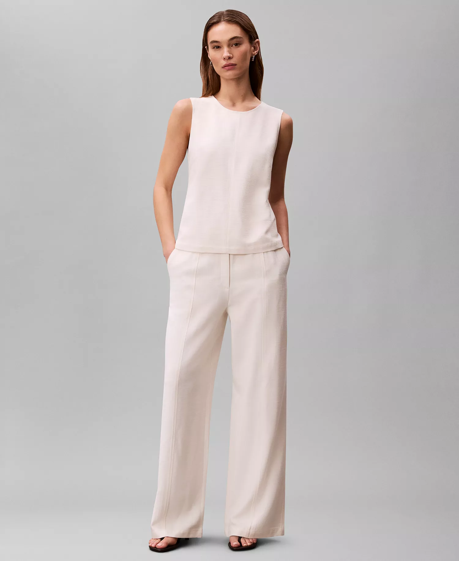 Women's Textured High-Rise Pants - Tofu - 10
