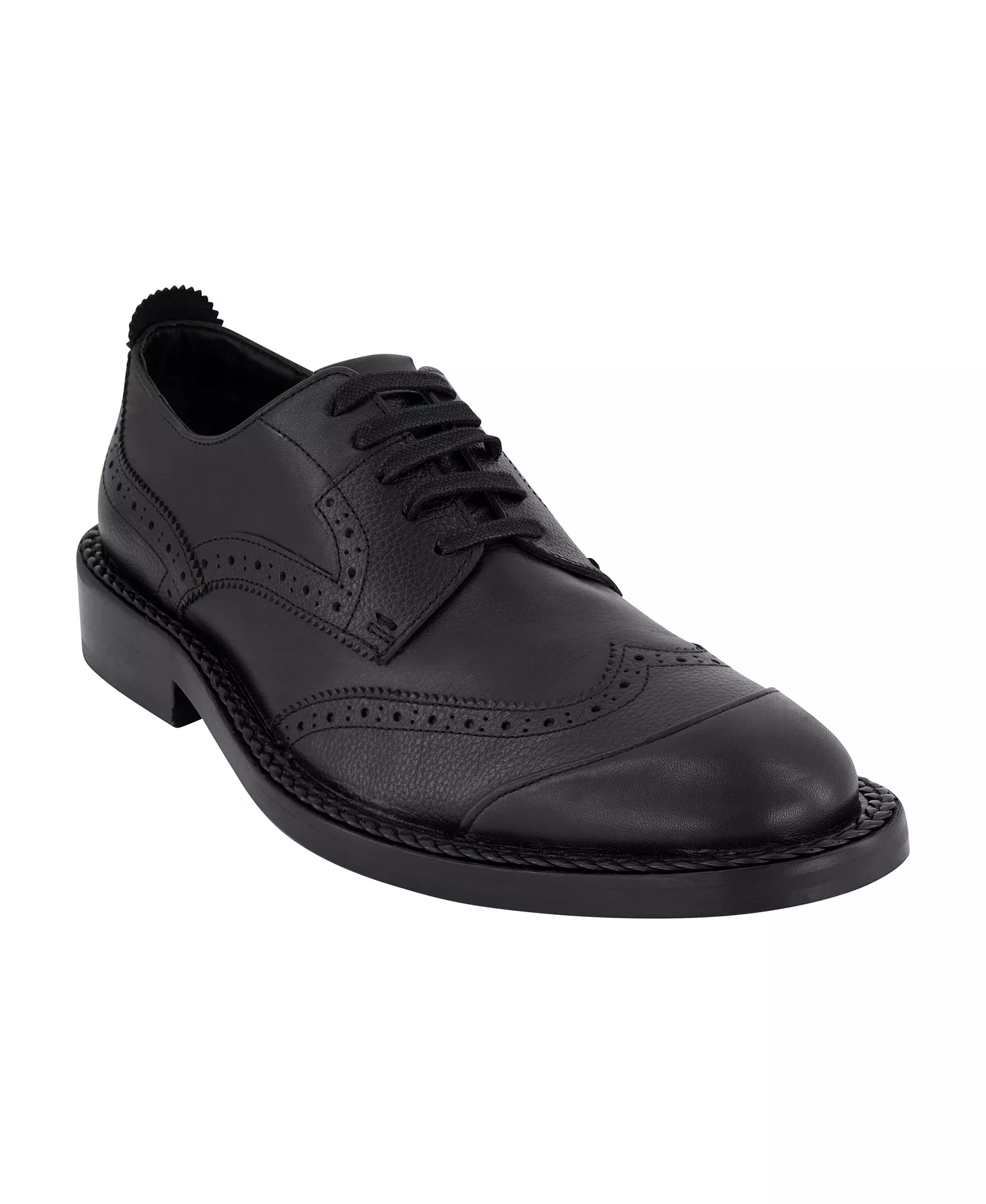 Men's White Label Leather Wingtip Dress Shoes - Black - 10