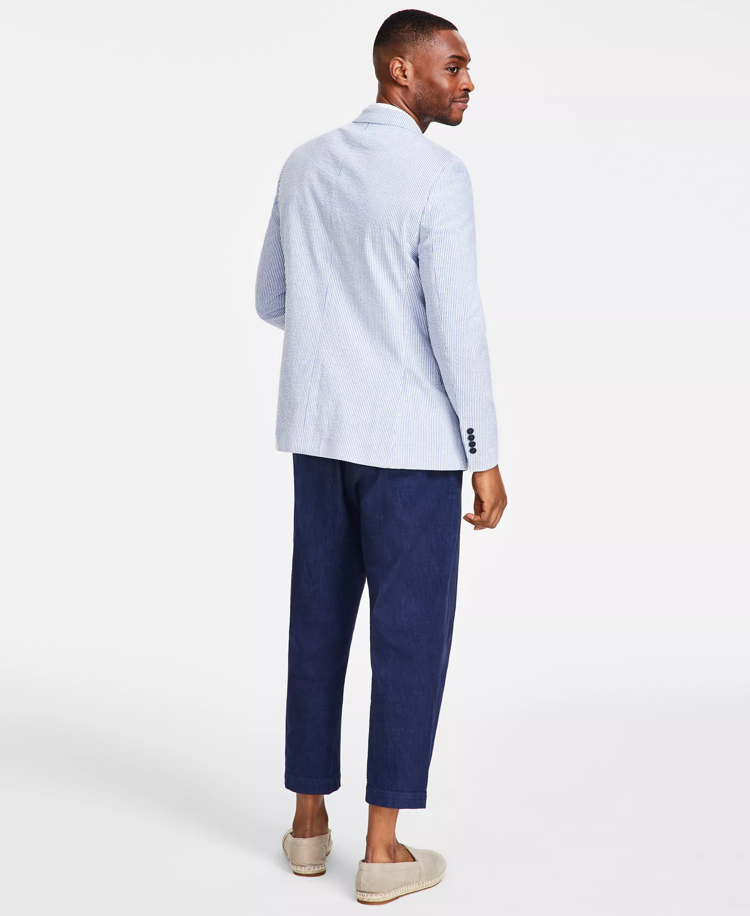 Men's Modern-Fit Seersucker Blazer - Black/white - 36R