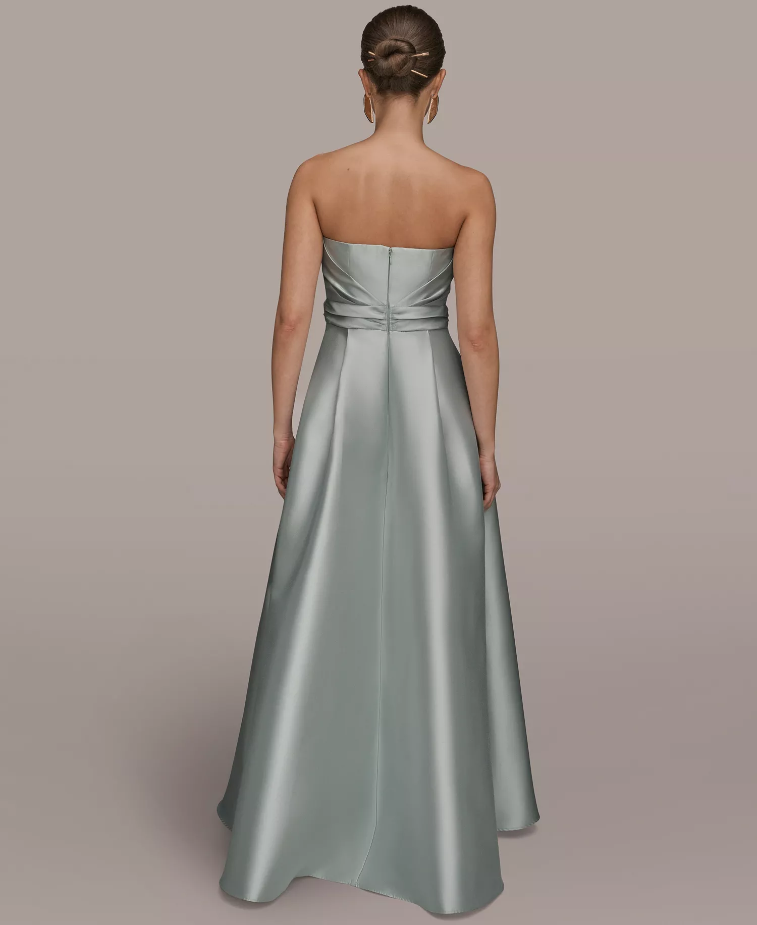 Women's Strapless Asymmetrical Ball Gown - Misty Blue - 10