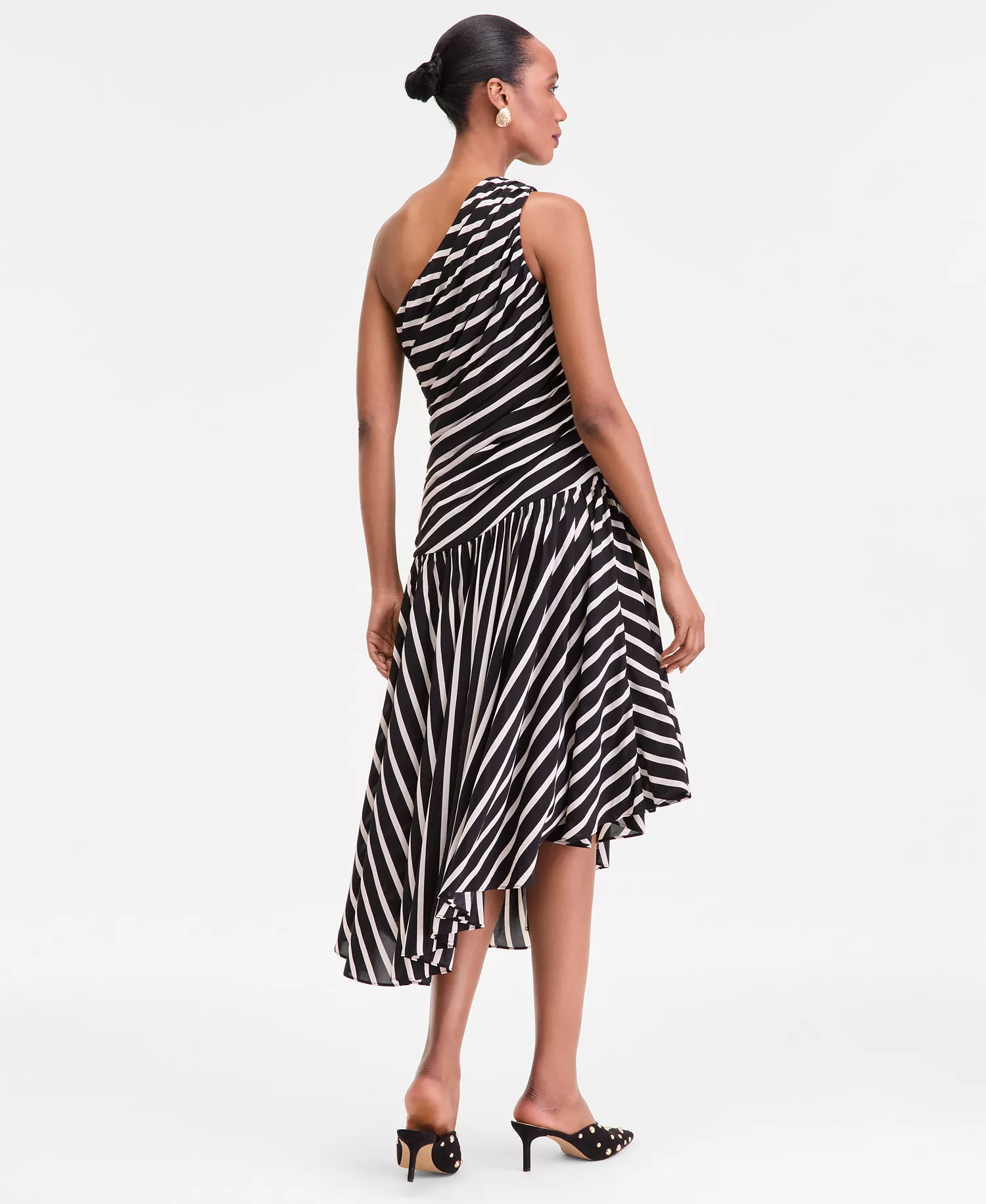Women's One-Shoulder Asymmetric Hem Dress, Macy's Exclusive - Lira Stripe - L