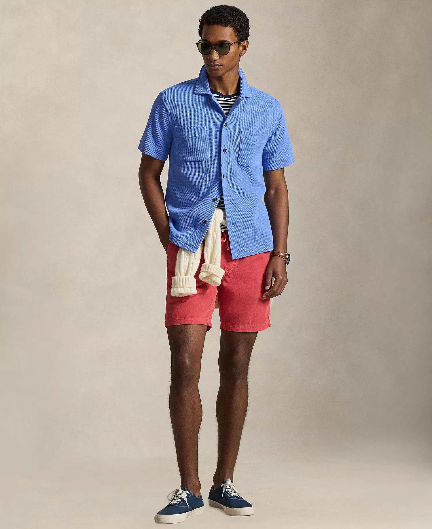 Men's Waffle-Knit Short-Sleeve Shirt - Harbor Island Blue - 2XL