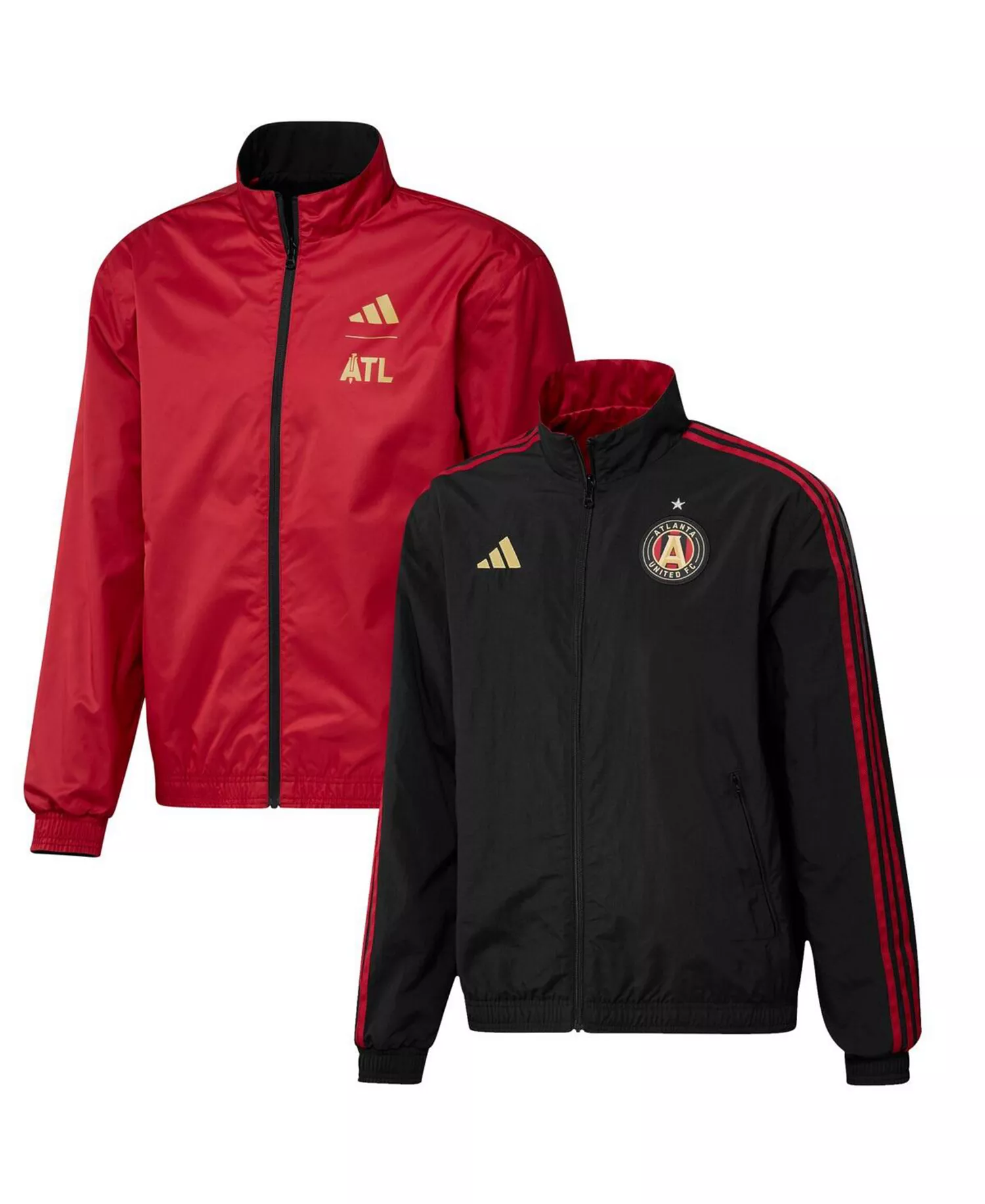 Men's Black and Red Atlanta United FC 2023 On-Field Anthem Full-Zip Reversible Team Jacket - Black, Red - 2XL
