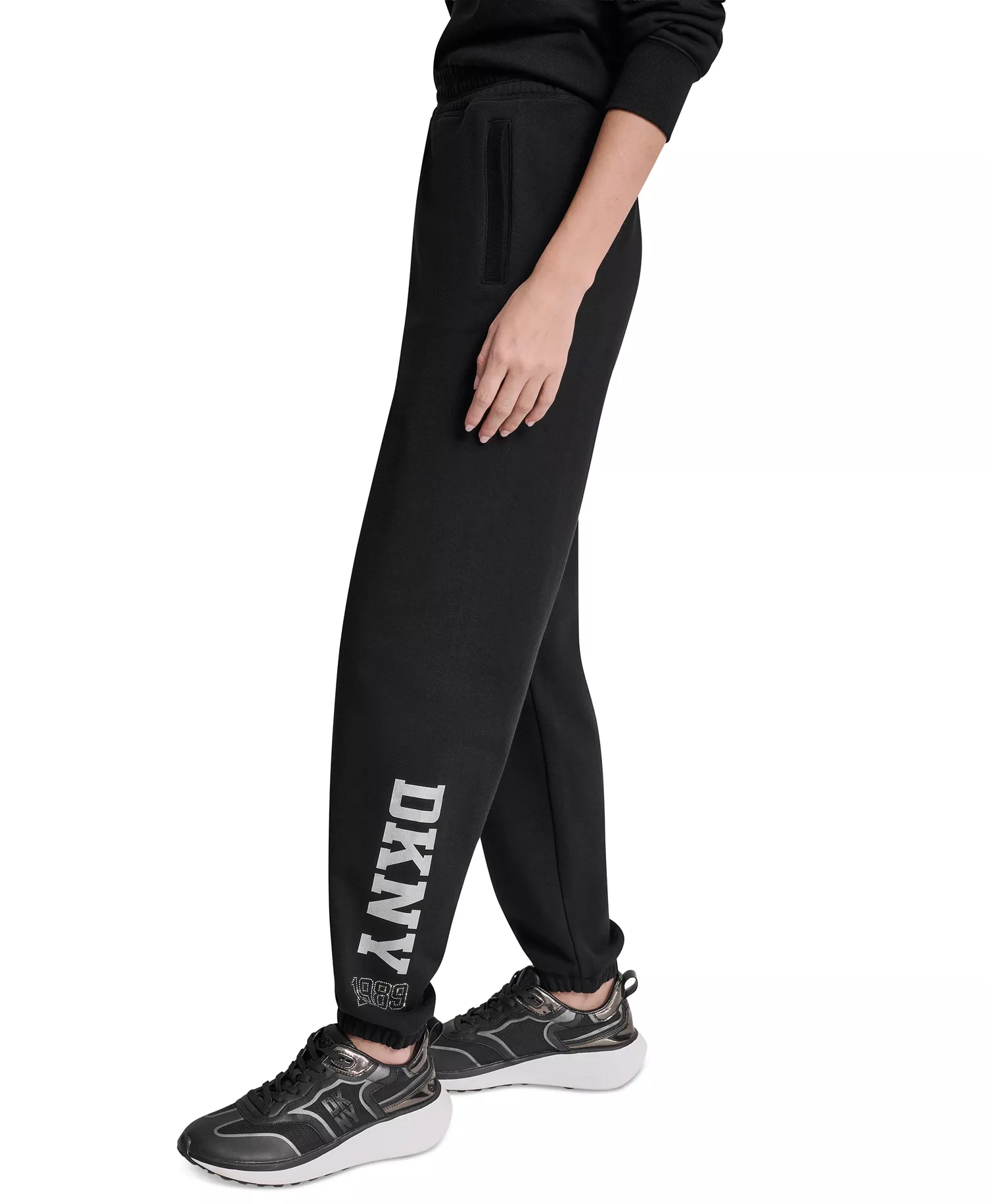 Women's 1989 Rhinestone Logo High-Rise Relaxed Joggers - Black - L