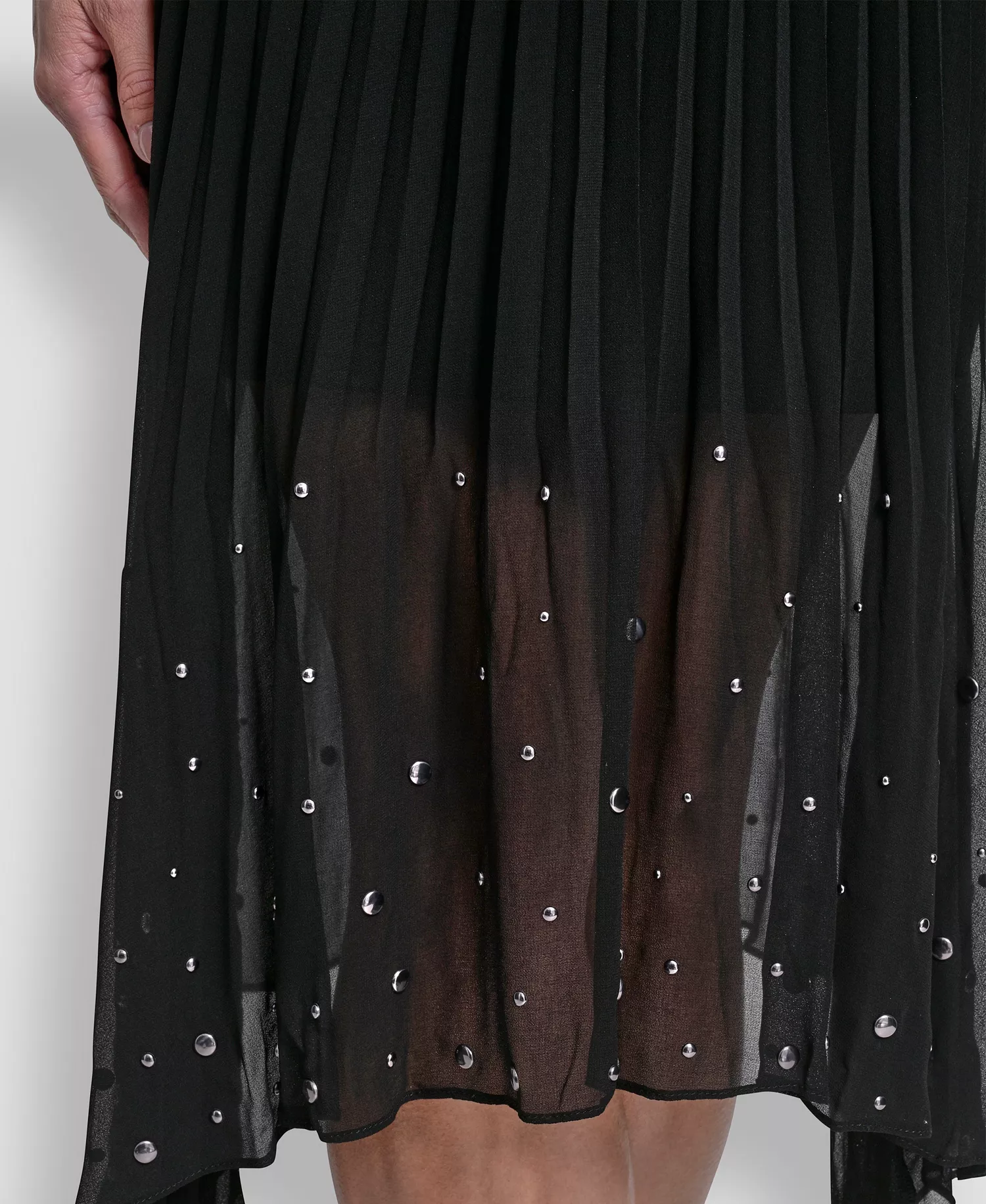 Women's Pleat Detail Pull On Midi Skirt - Black - L