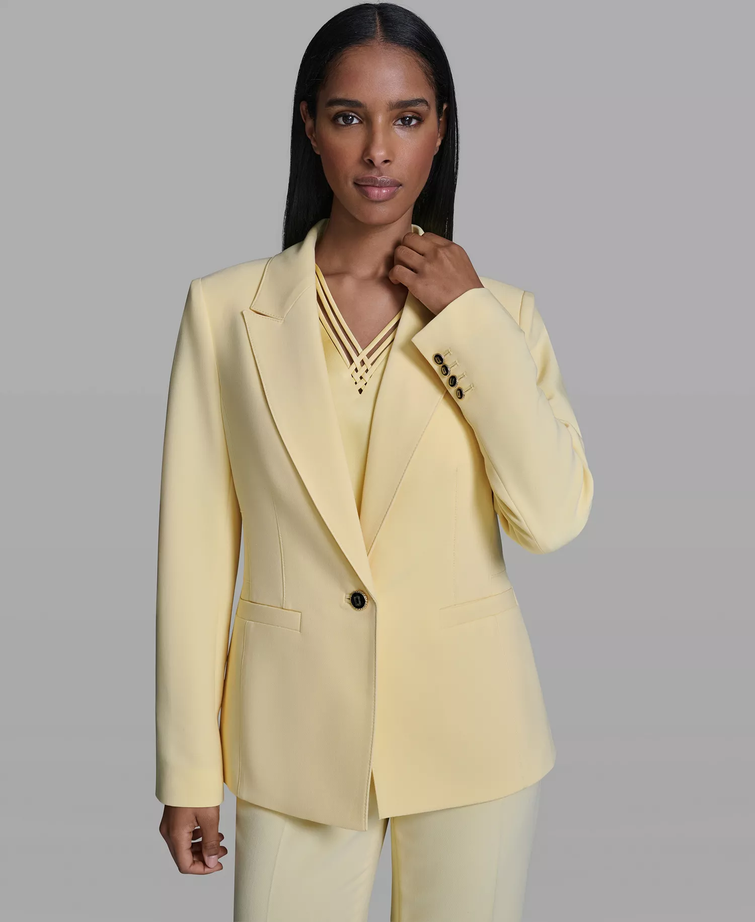 Women's Notch Lapel Jacket - Panna Cotta - 0