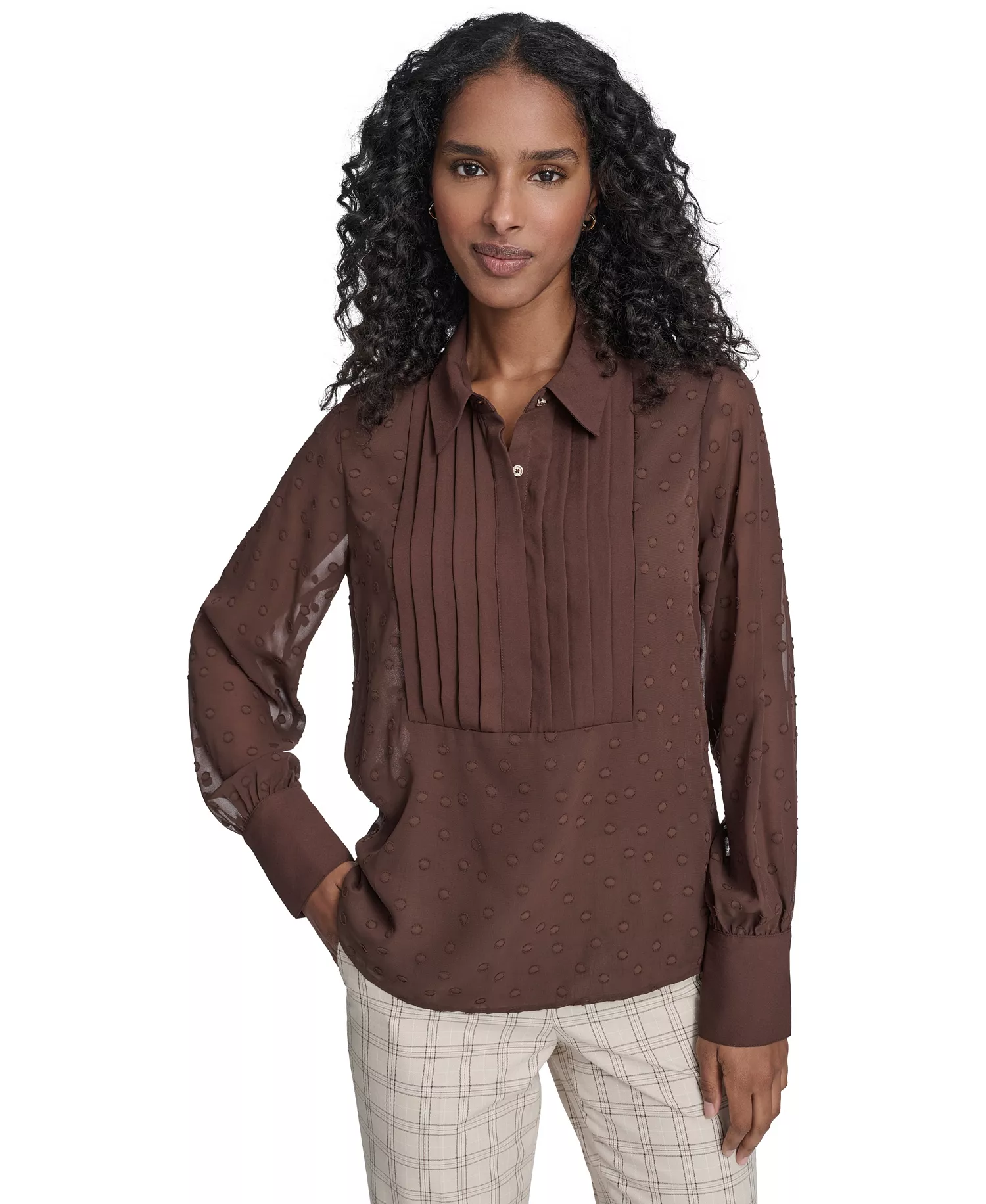 Women's Clip Dot Pleated Bib Top - Chicory - L