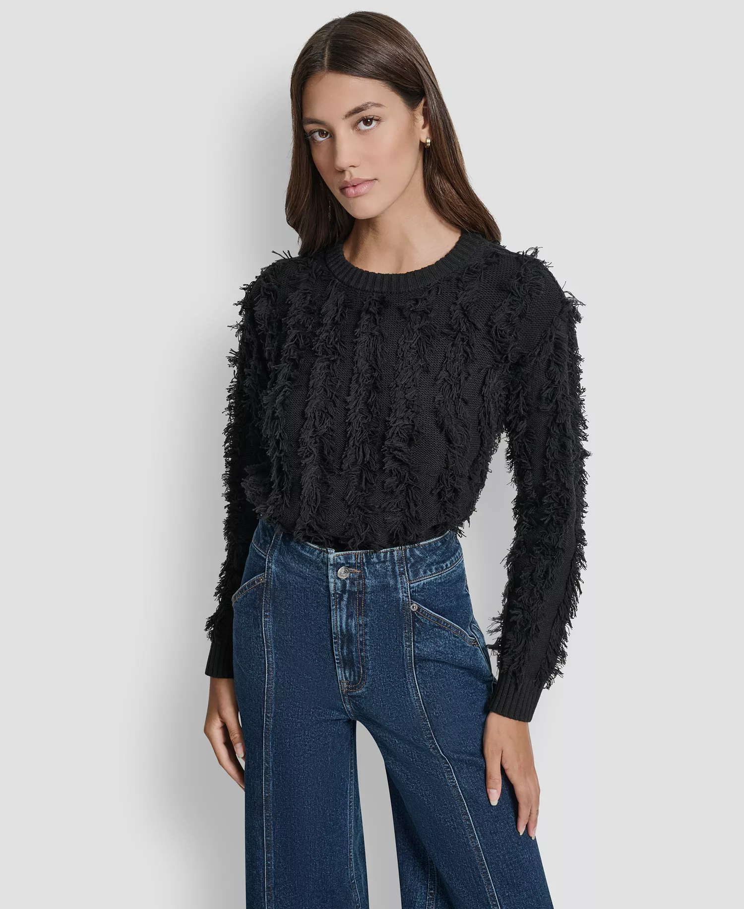Women's Long Sleeves Sweater - Black - L