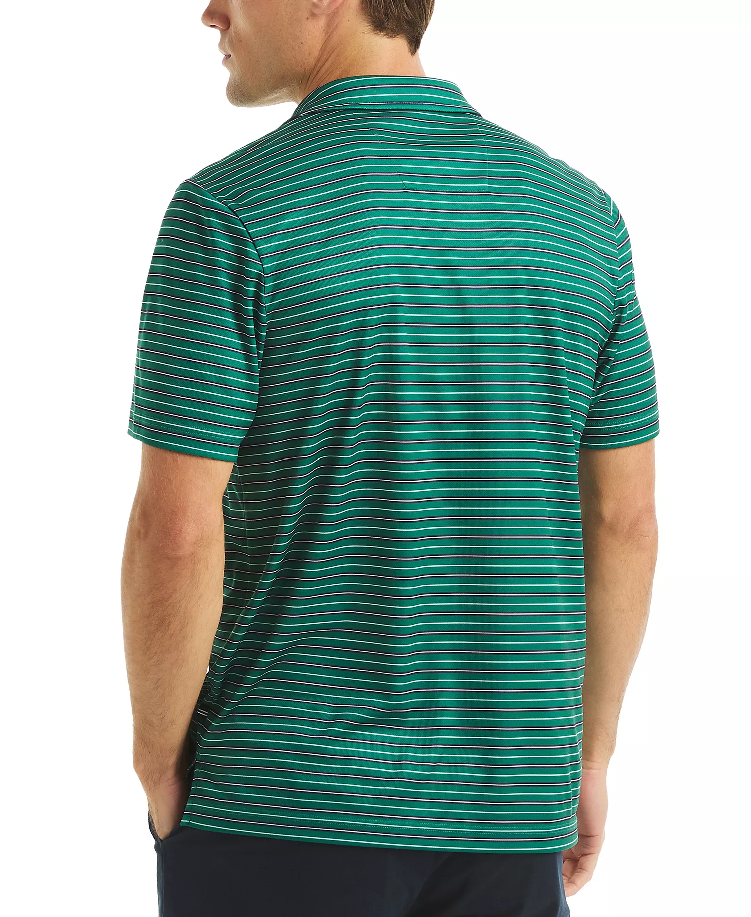 Men's Short Sleeve Striped Performance Golf Polo Shirt - Spruce - 2XL