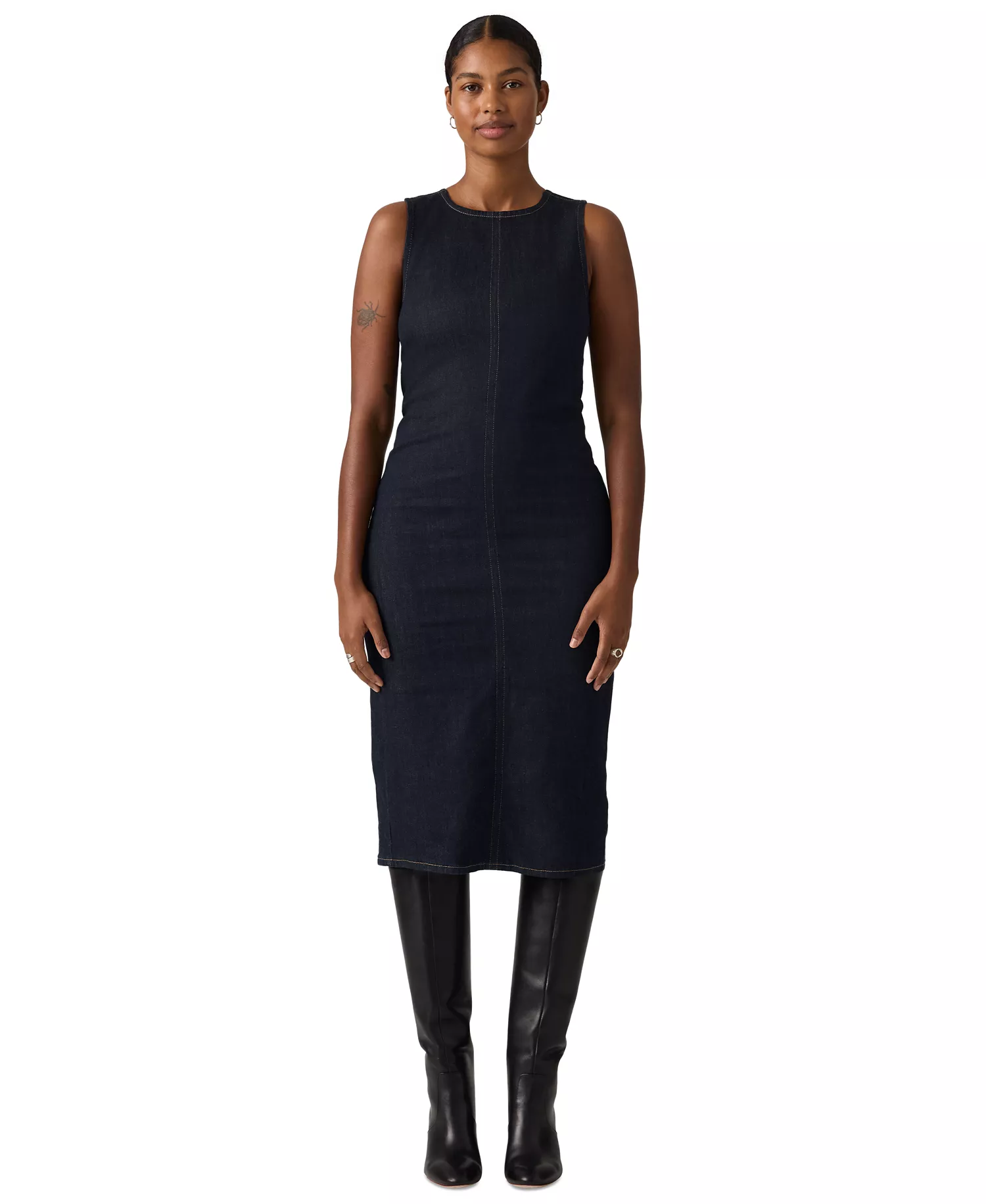 Women's Crew Neck Column Dress - Fem Fatale - L