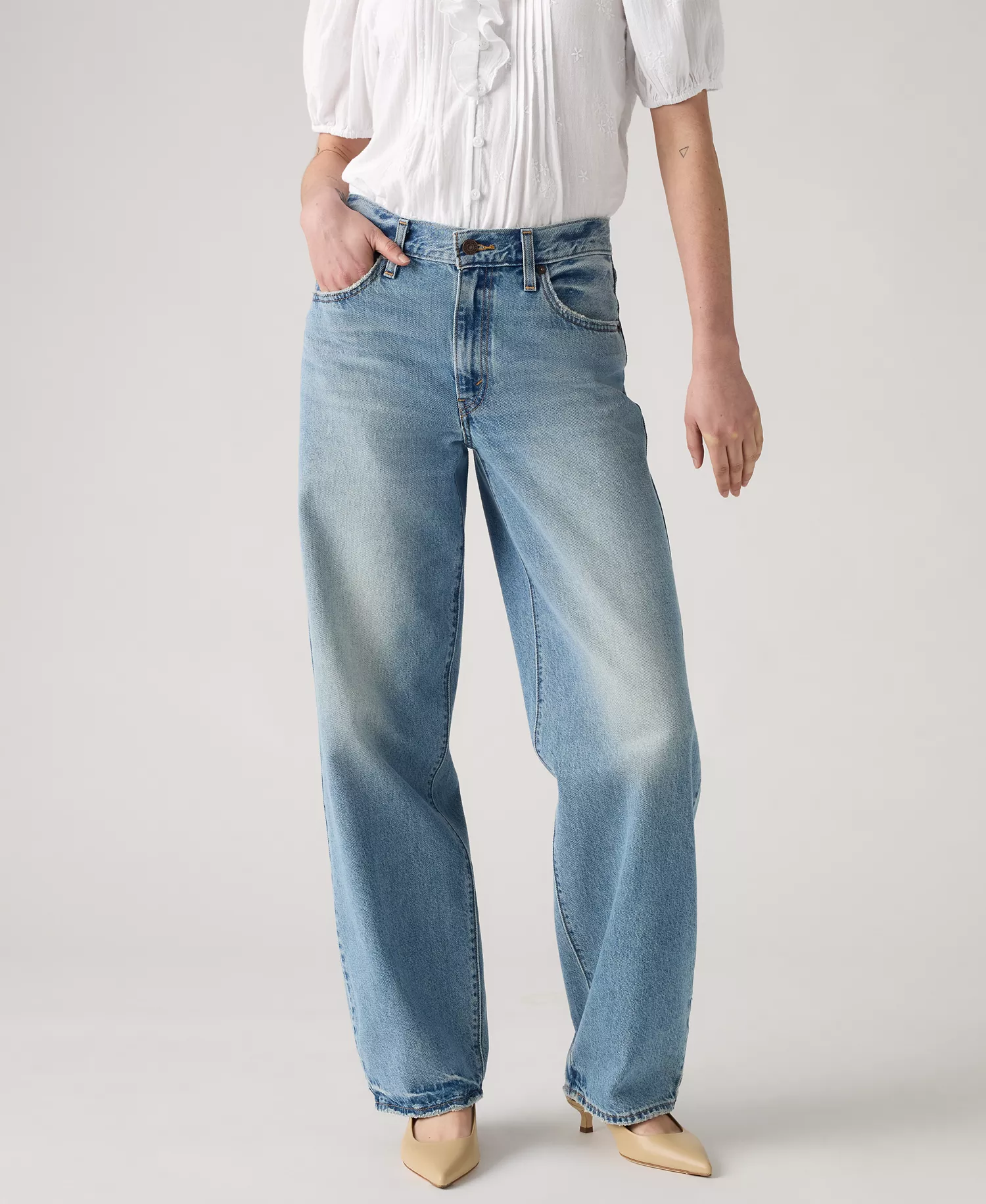 Women's Mid Rise Baggy Dad Jeans - Easy Days - 24