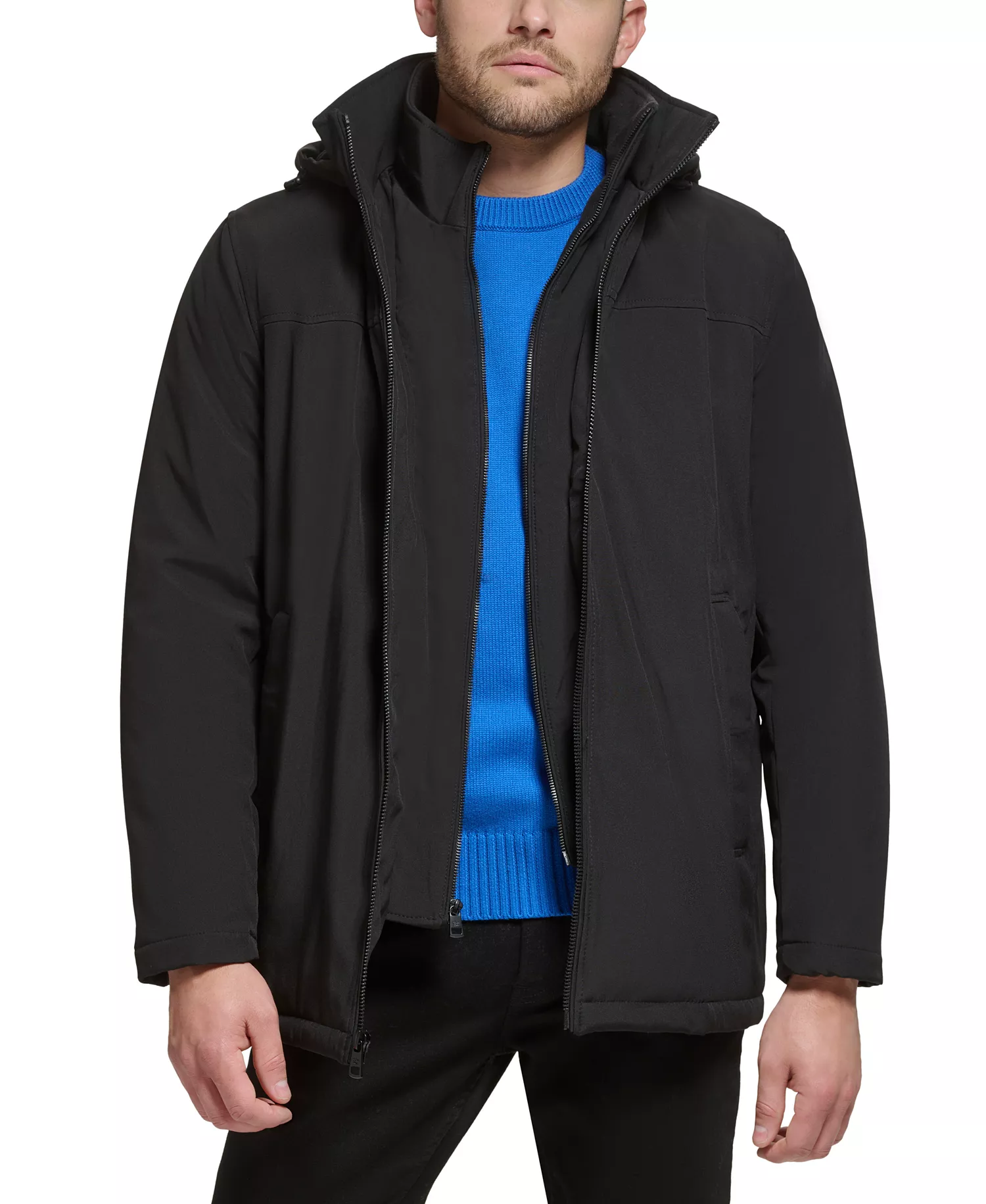 Men’s Infinite Stretch Jacket With Polar Fleece Lined Bib - Black - 2XL