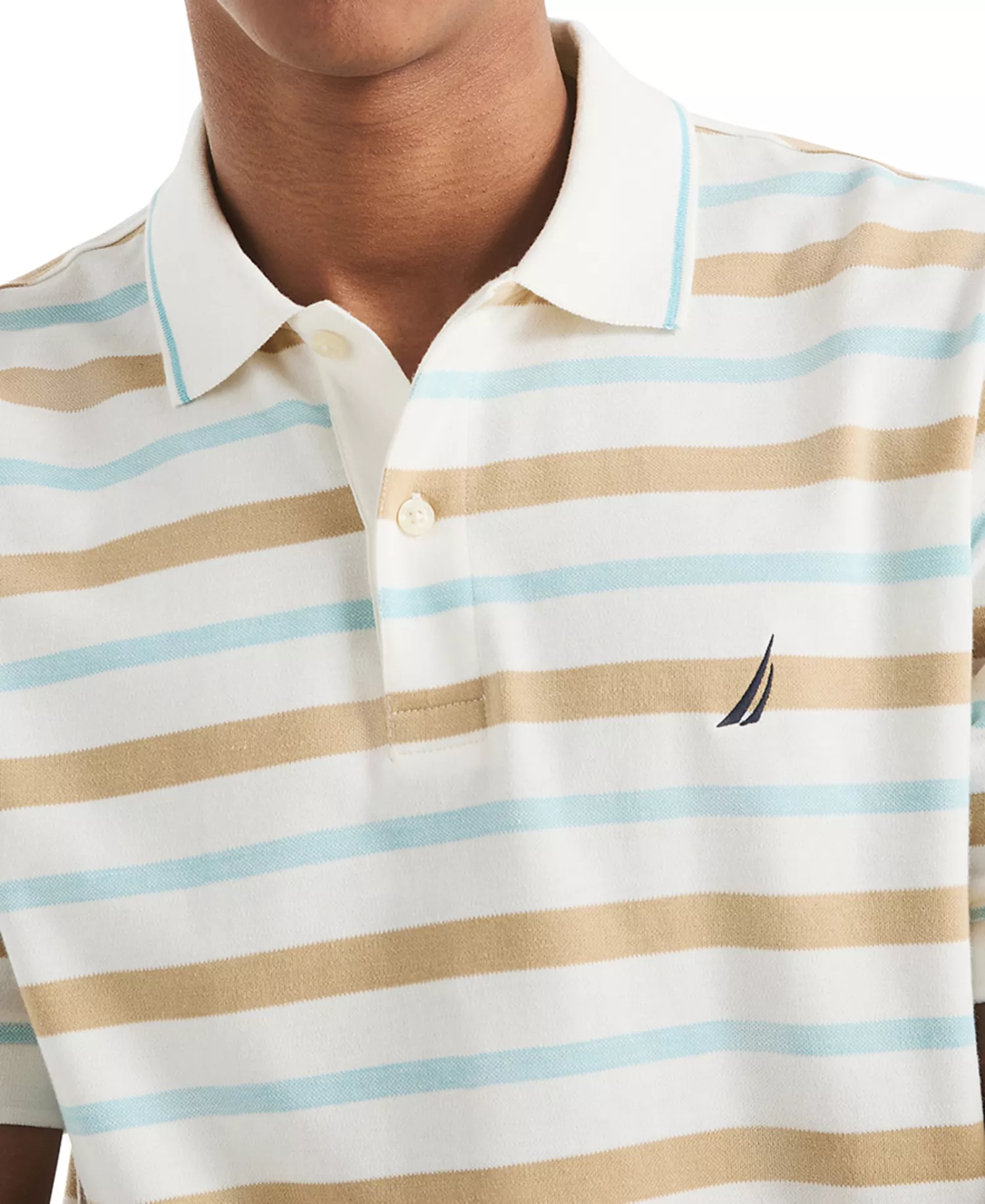 Men's Birdseye Stripe Polo Shirt - Sail White - L