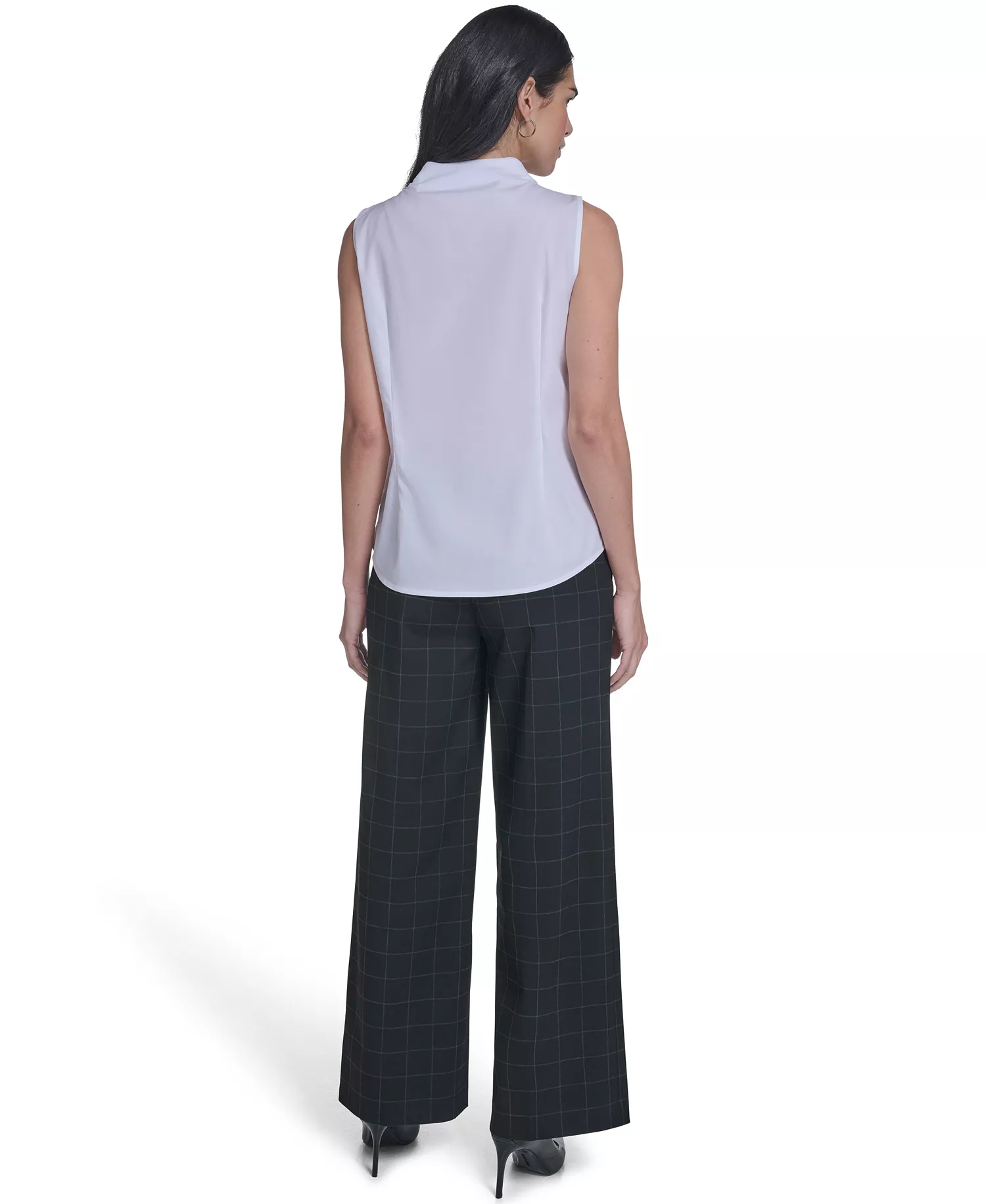 Women's Sleeveless Button-Down Top - White - L