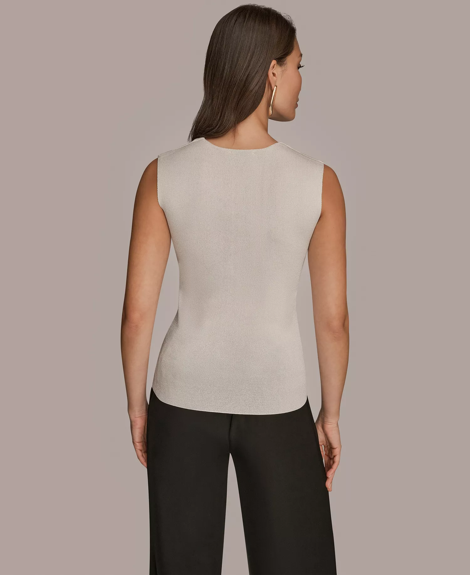 Women's Sleeveless Square Neck Sweater - Cream - L