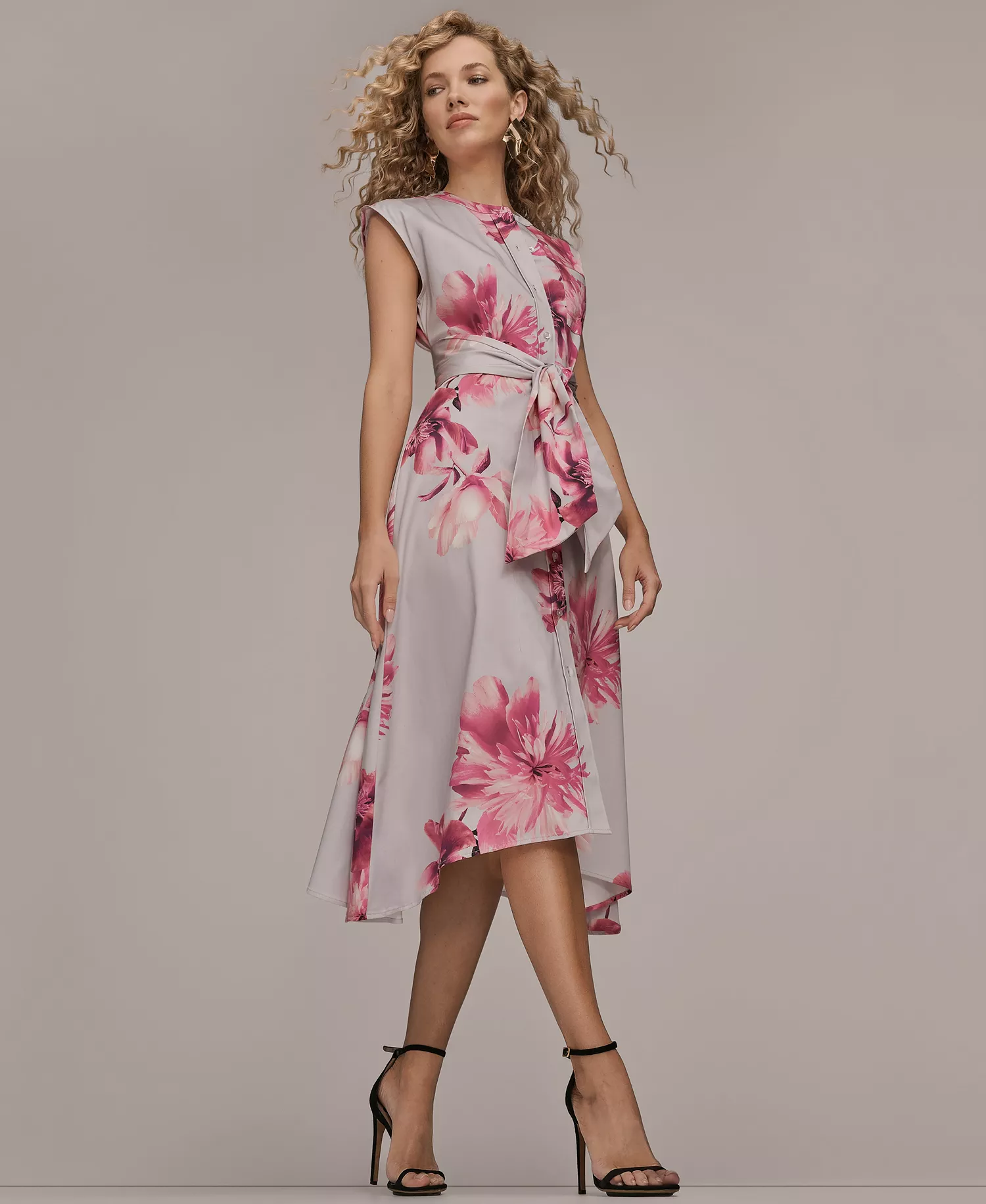 Women's Cap Sleeve Dress - Pink Sands Multi - L