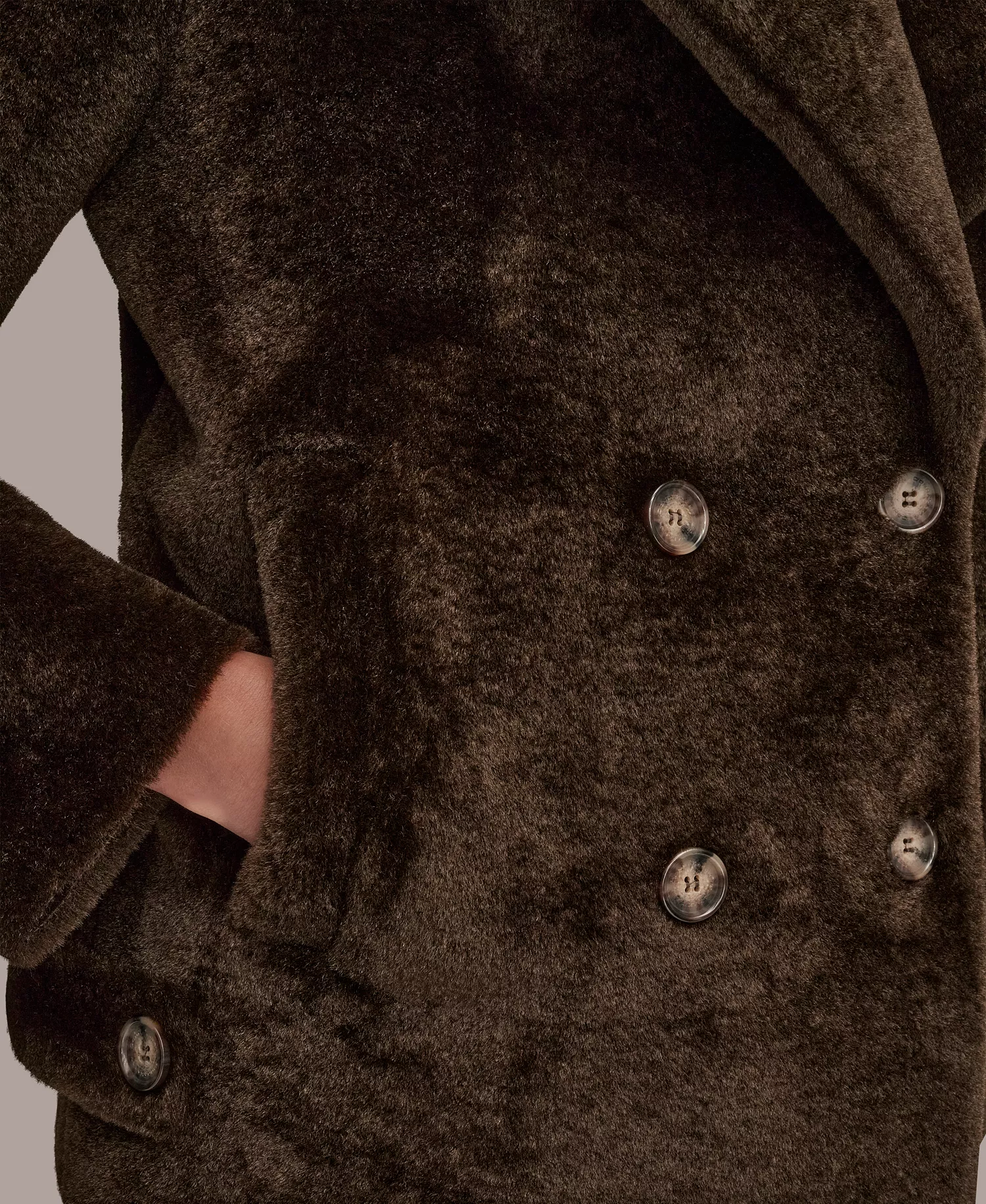 Women's Double-Breasted Coat - Chocolate - L