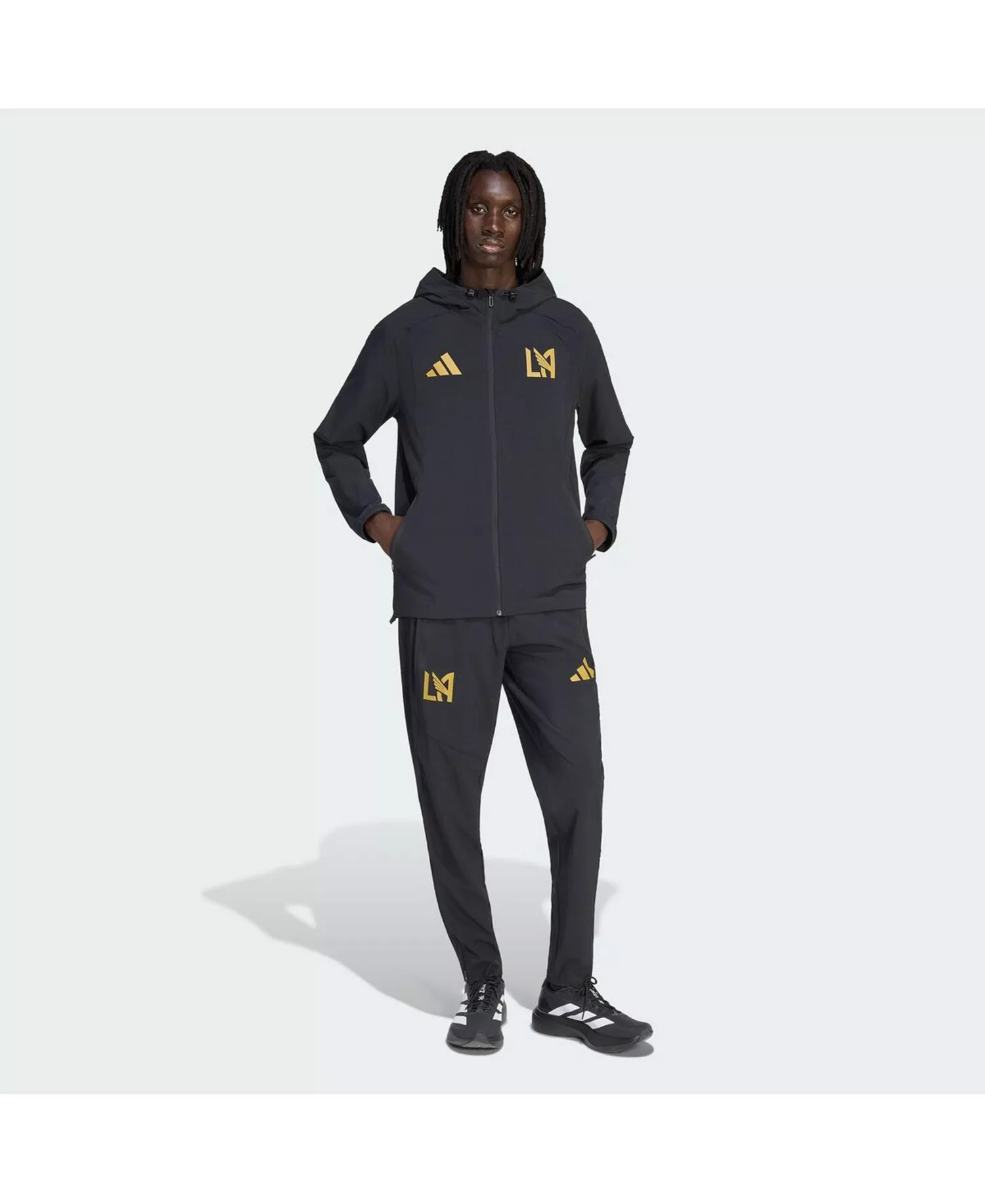 Men's Black LAFC Tiro Travel Full-Zip Hooded Windbreaker - Black - 2XL