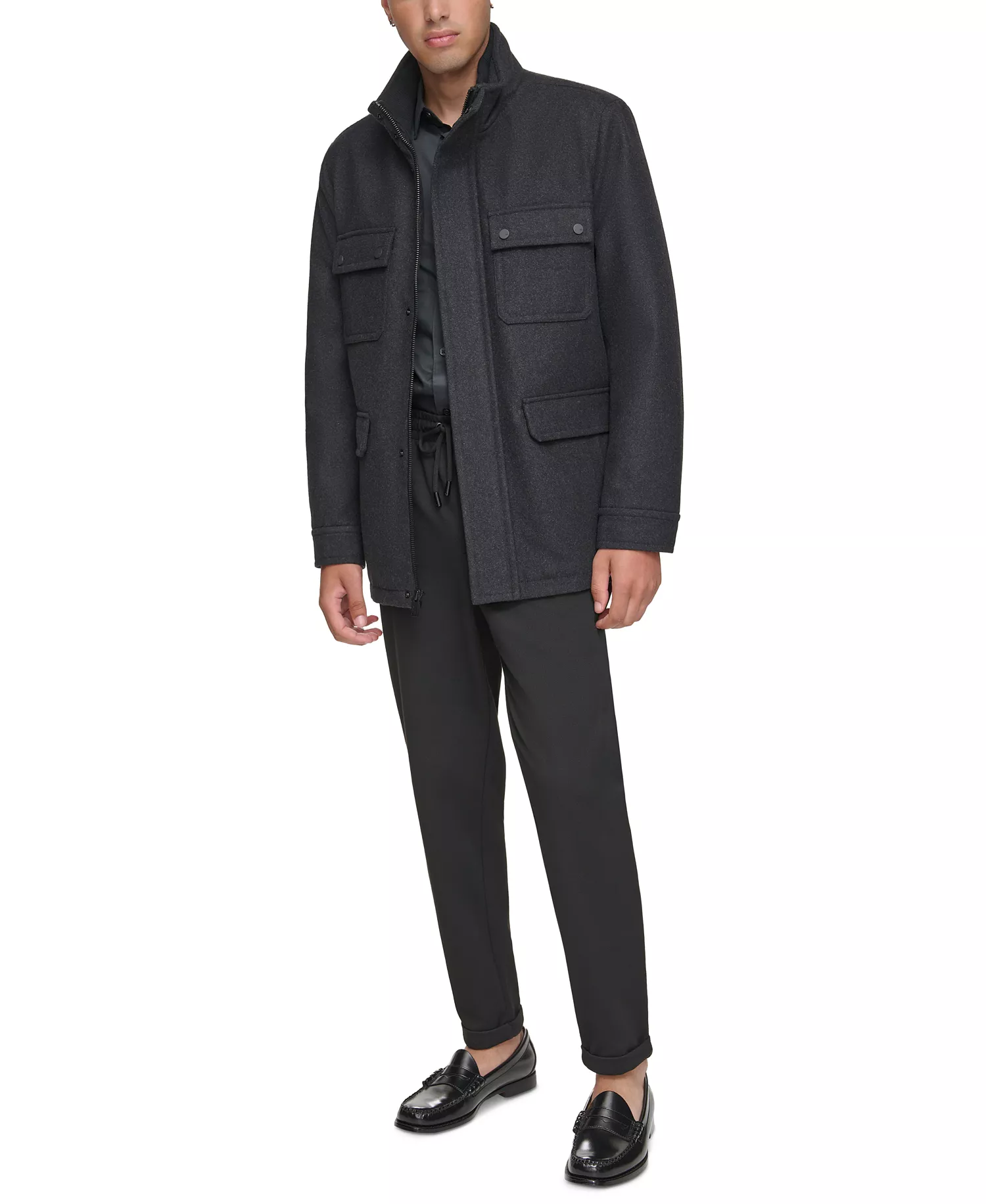 Men's Dunbar Four Pocket Military-Inspired Jacket - Charcoal - 2XL