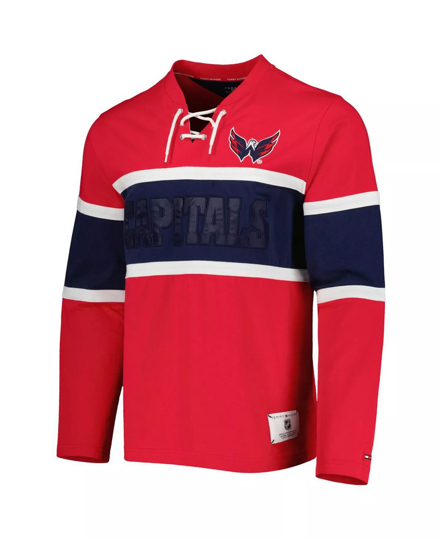 Men's Red Washington Capitals Walter Lace-Up Long Sleeve Top - Red - 2XL