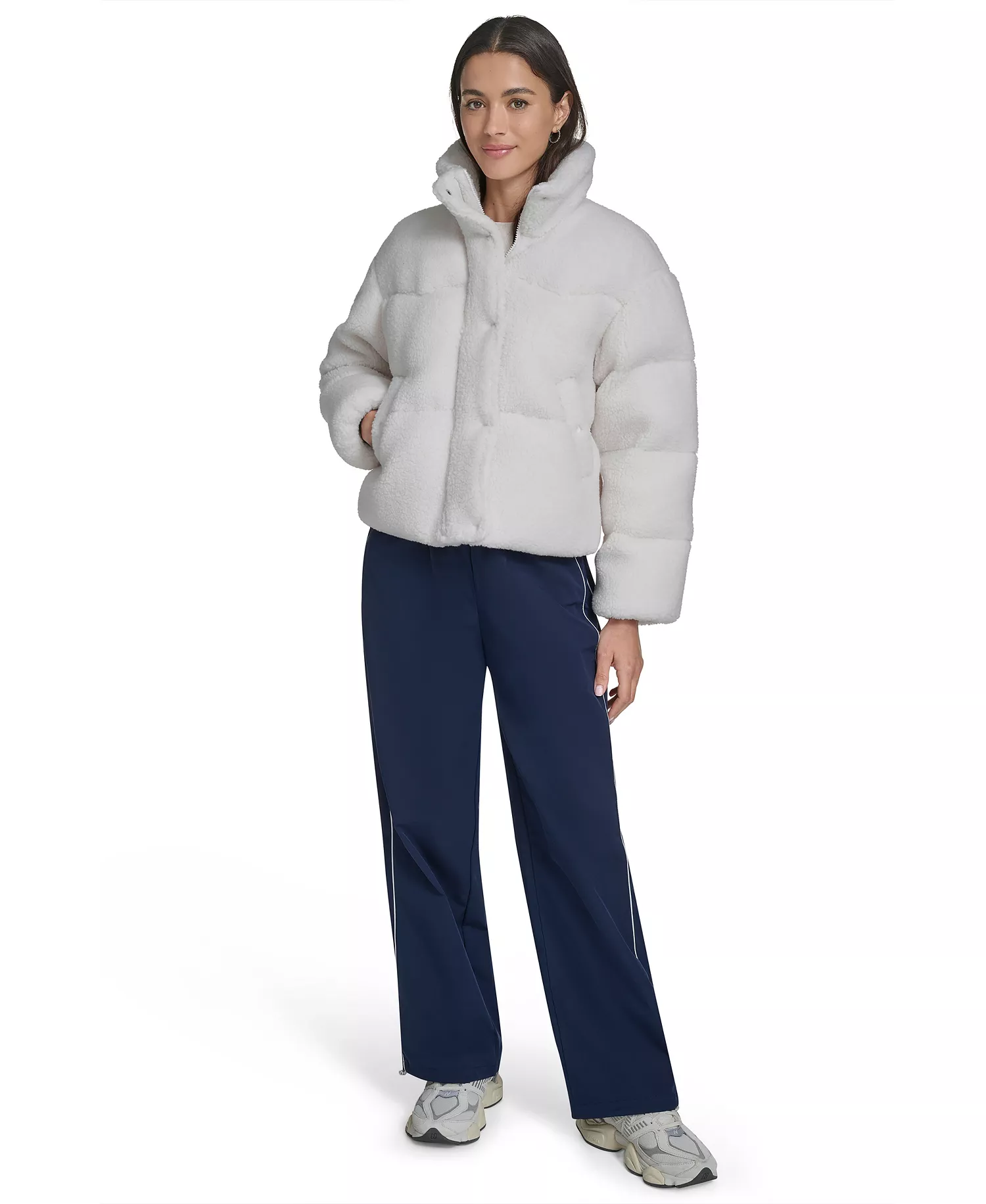 Women's Regular Sherpa Western Puffer Jacket - Cream - L