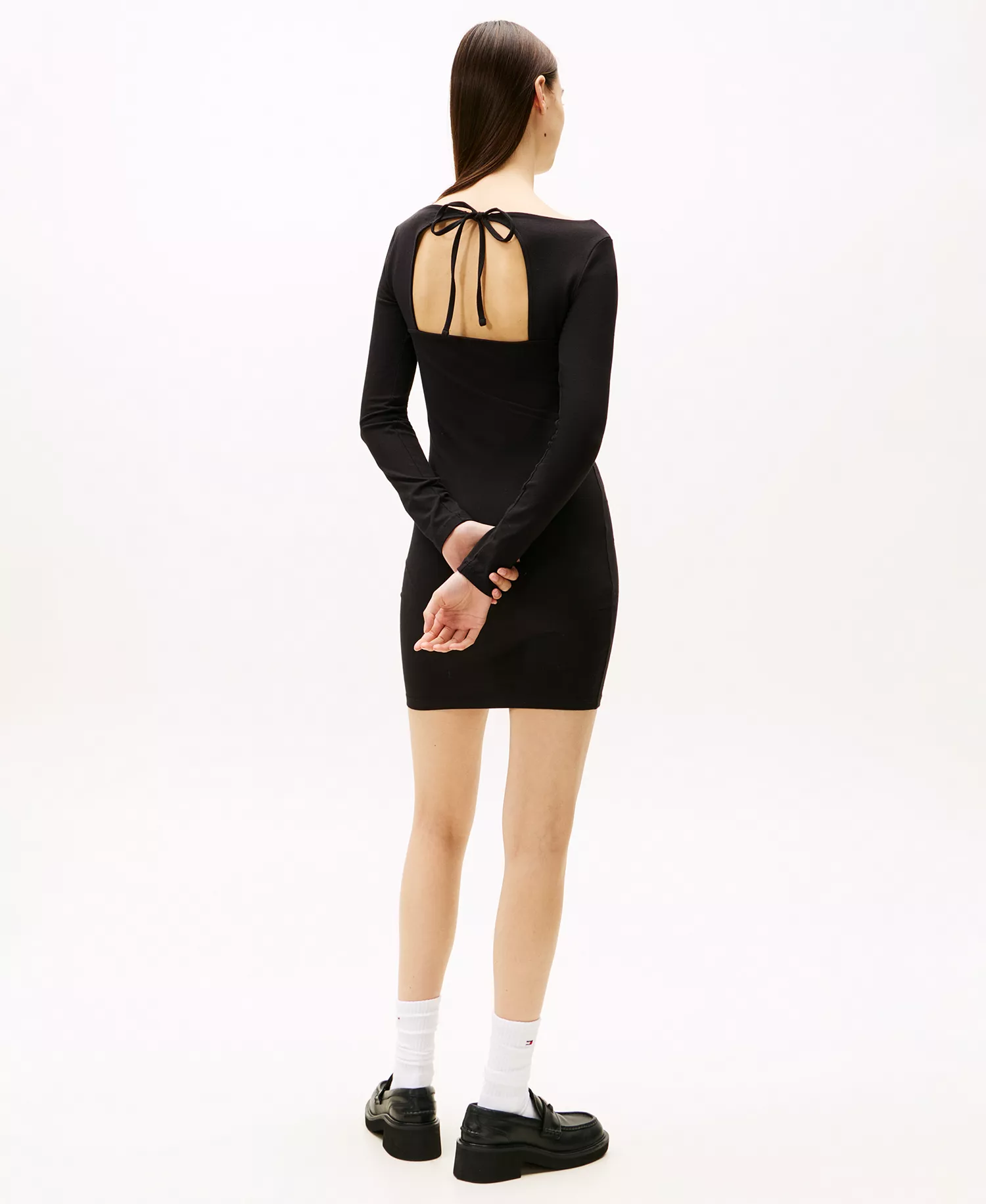Women's Bling Flag Logo Long-Sleeve Mini Dress - Black - L