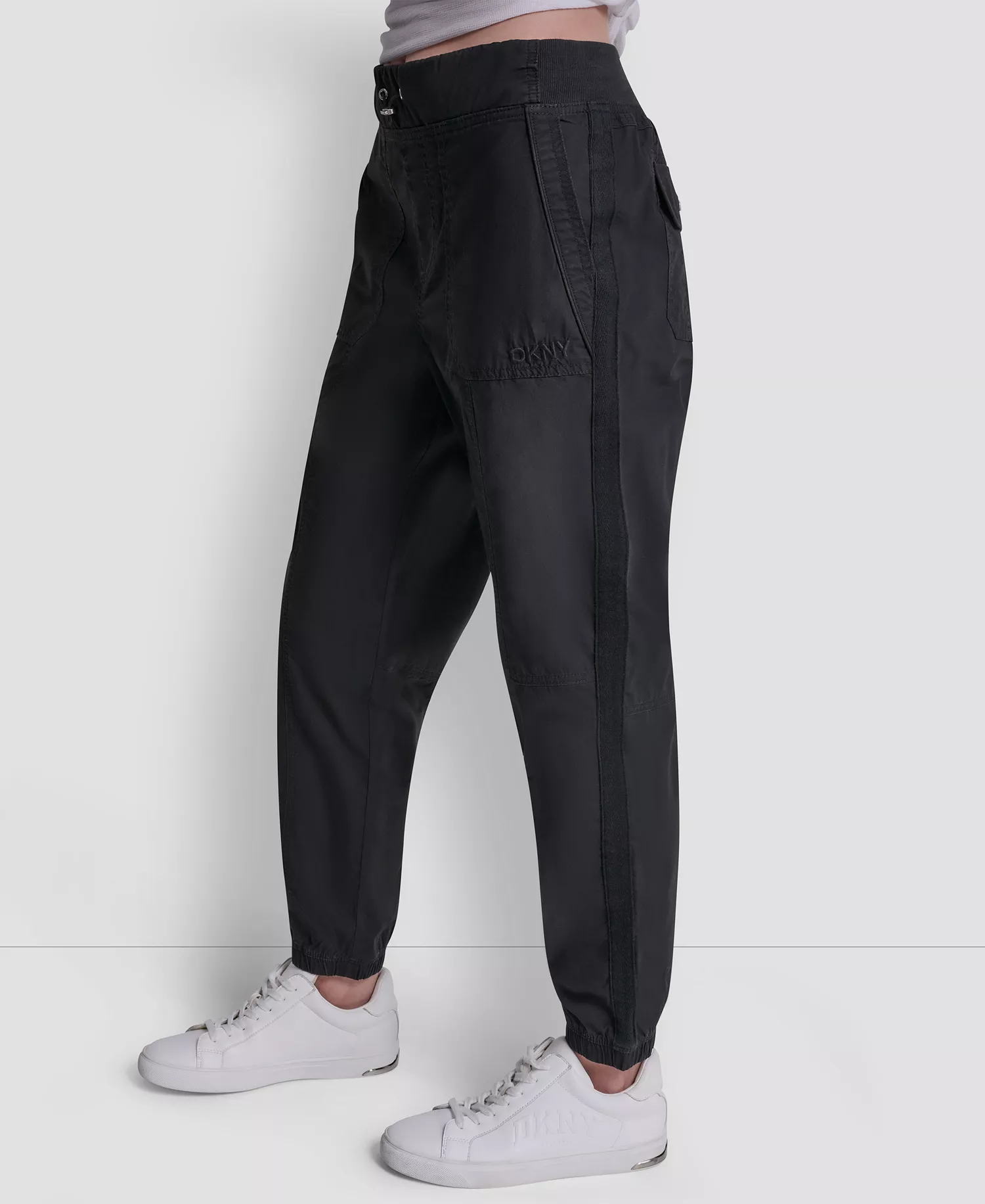 Women's High-Rise Bungee Waist Seamed Joggers - Black - L