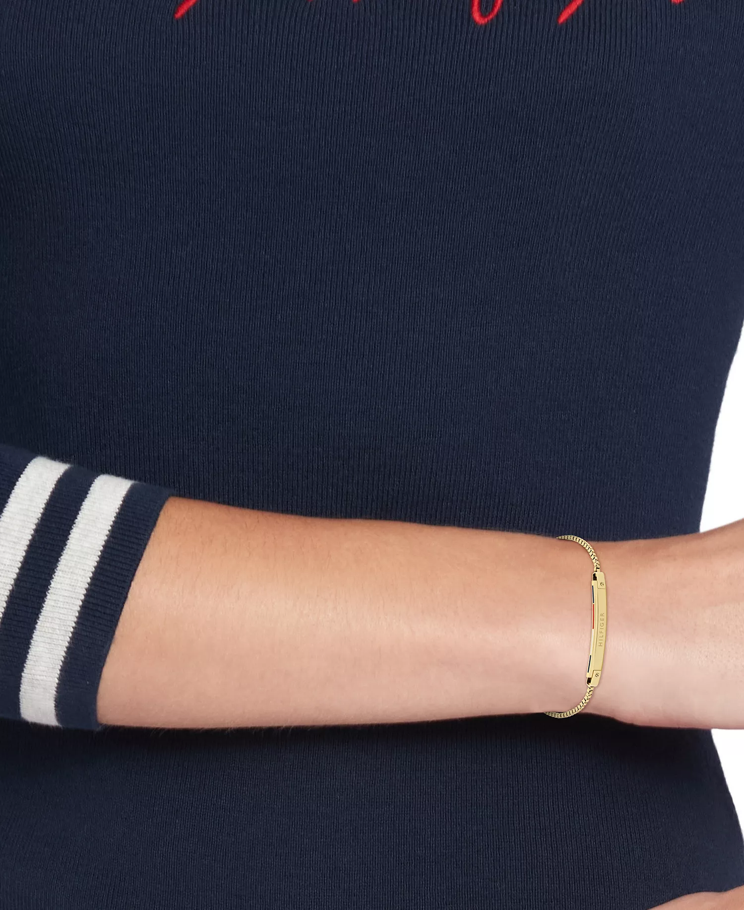 Linear Logo Plaque Chain Bracelet - Gold - ONE SIZE