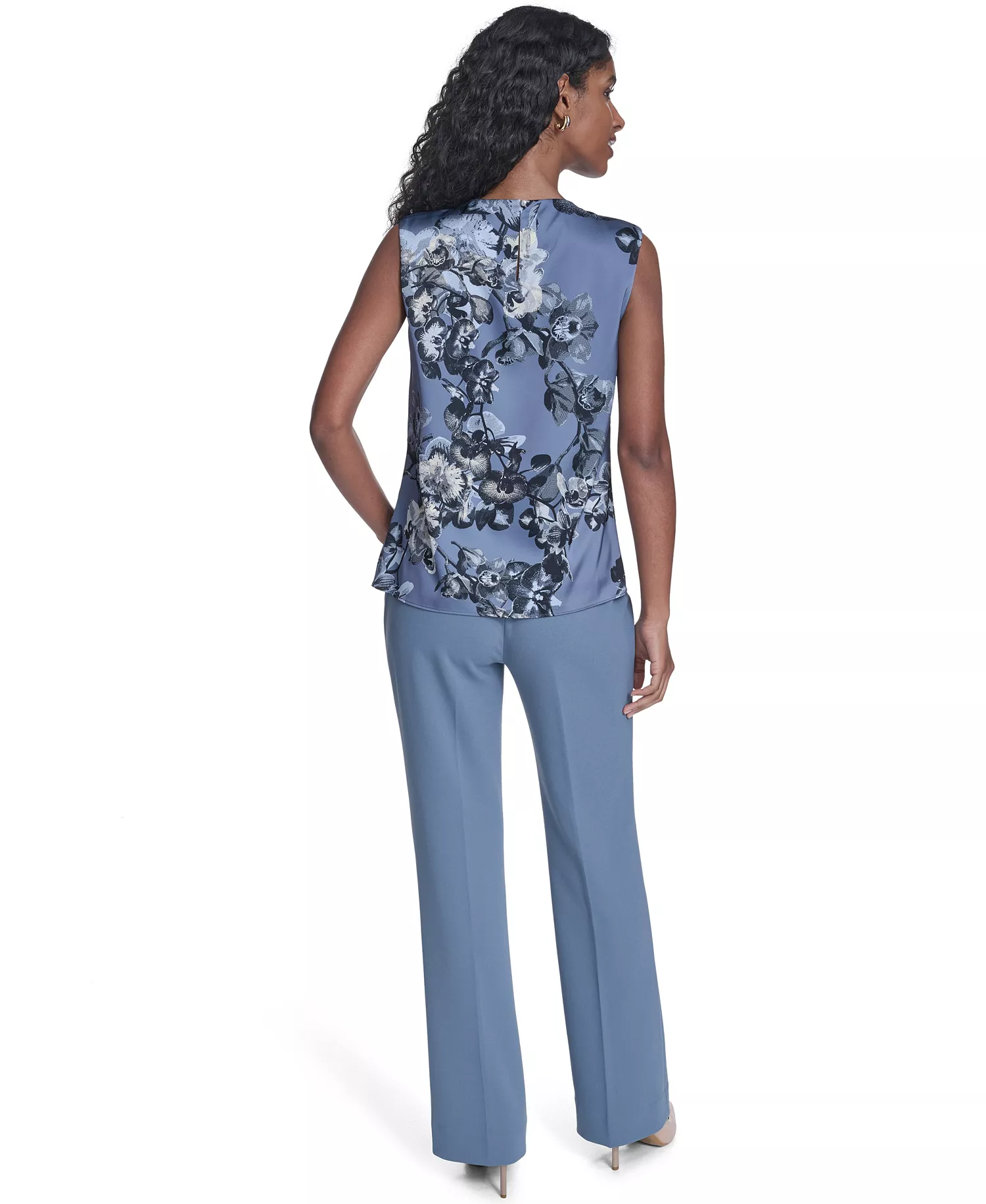 Petite Sleeveless High Neck Top - Flint/Black Multi - P/L